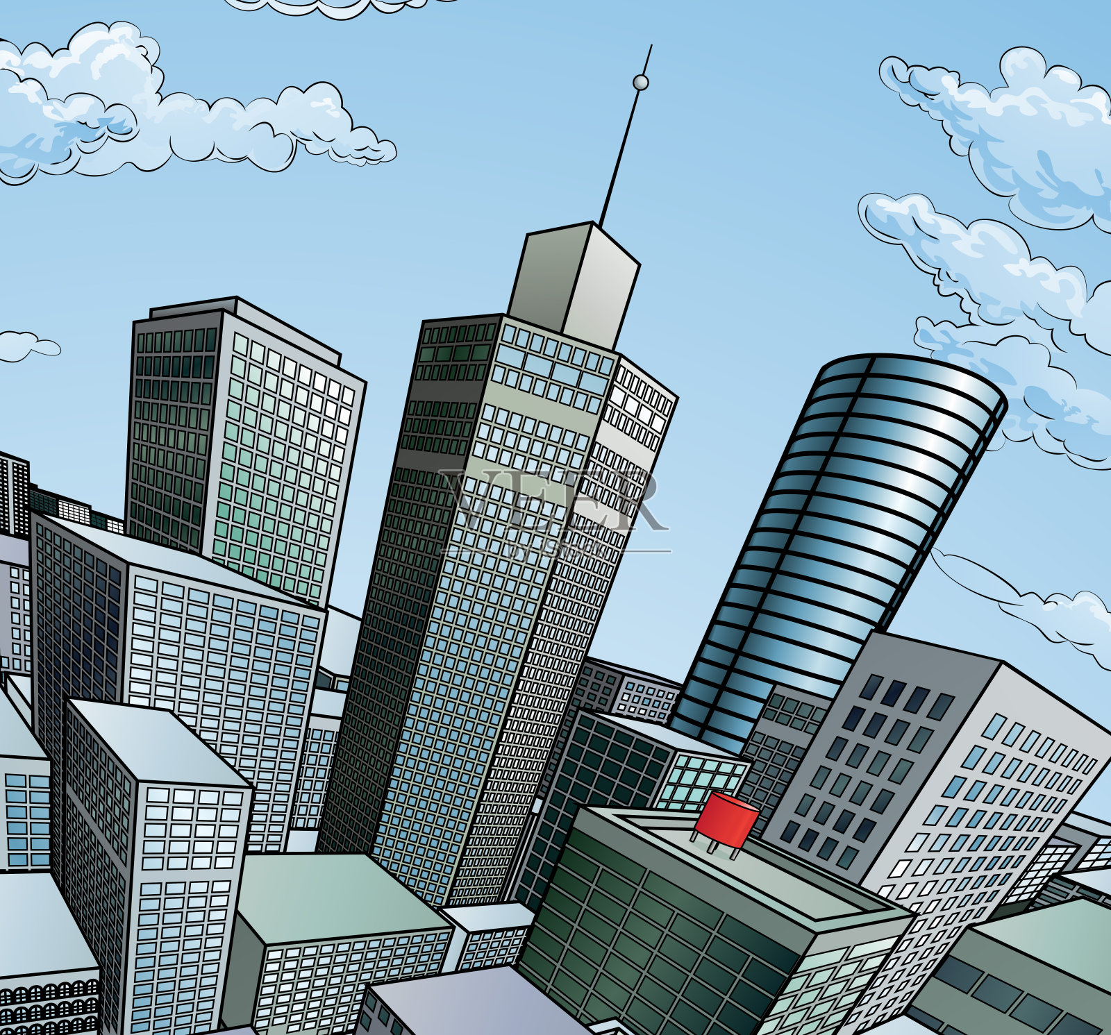 城市建筑物的背景插画图片素材