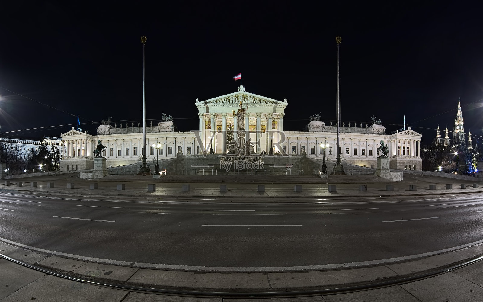 维也纳奥地利议会大厦全景图照片摄影图片