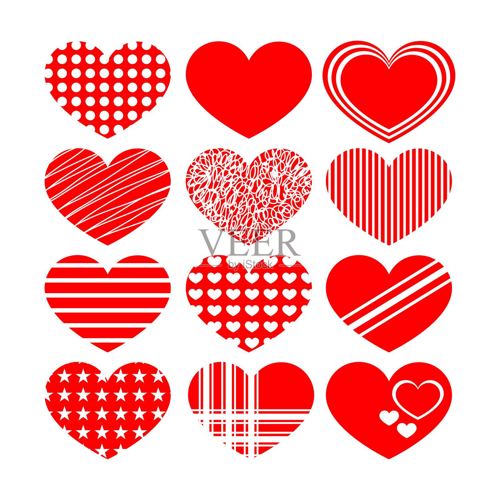 一套红心图标设计元素为情人节。矢量图插画图片素材