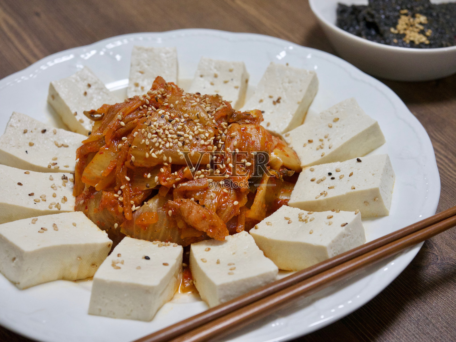 亚洲菜蘸豆腐照片摄影图片