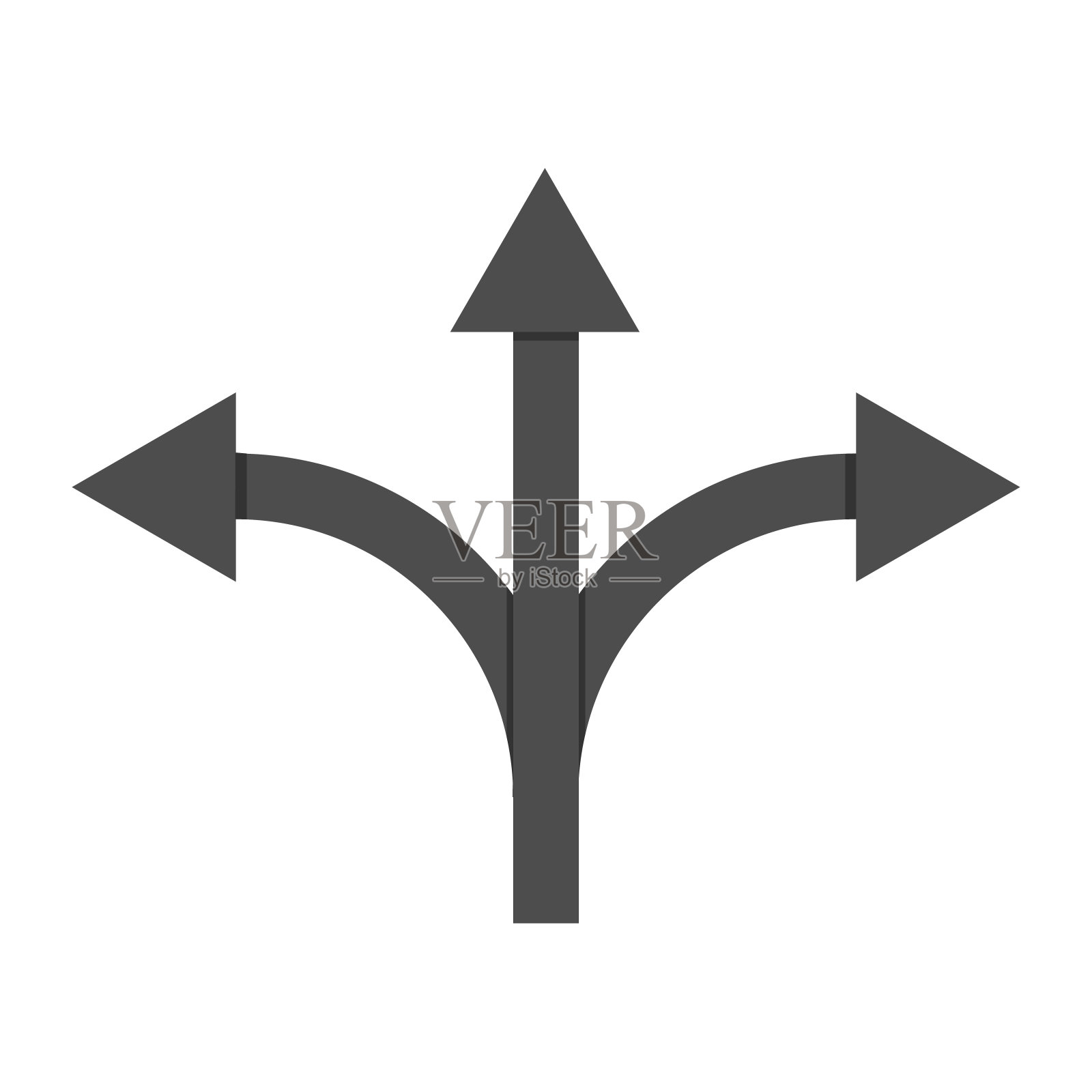三路方向箭头标志矢量插图。设计元素图片