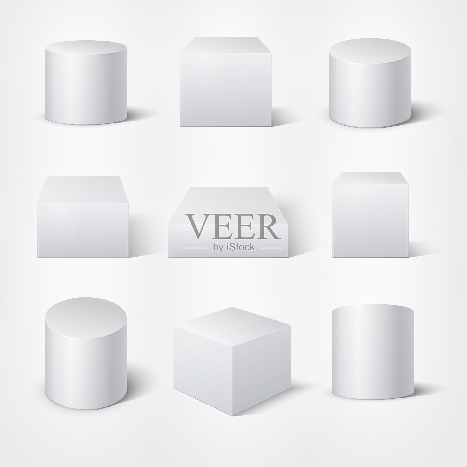 白色空3D圆柱体和立方体。向量产品平台模板插画图片素材