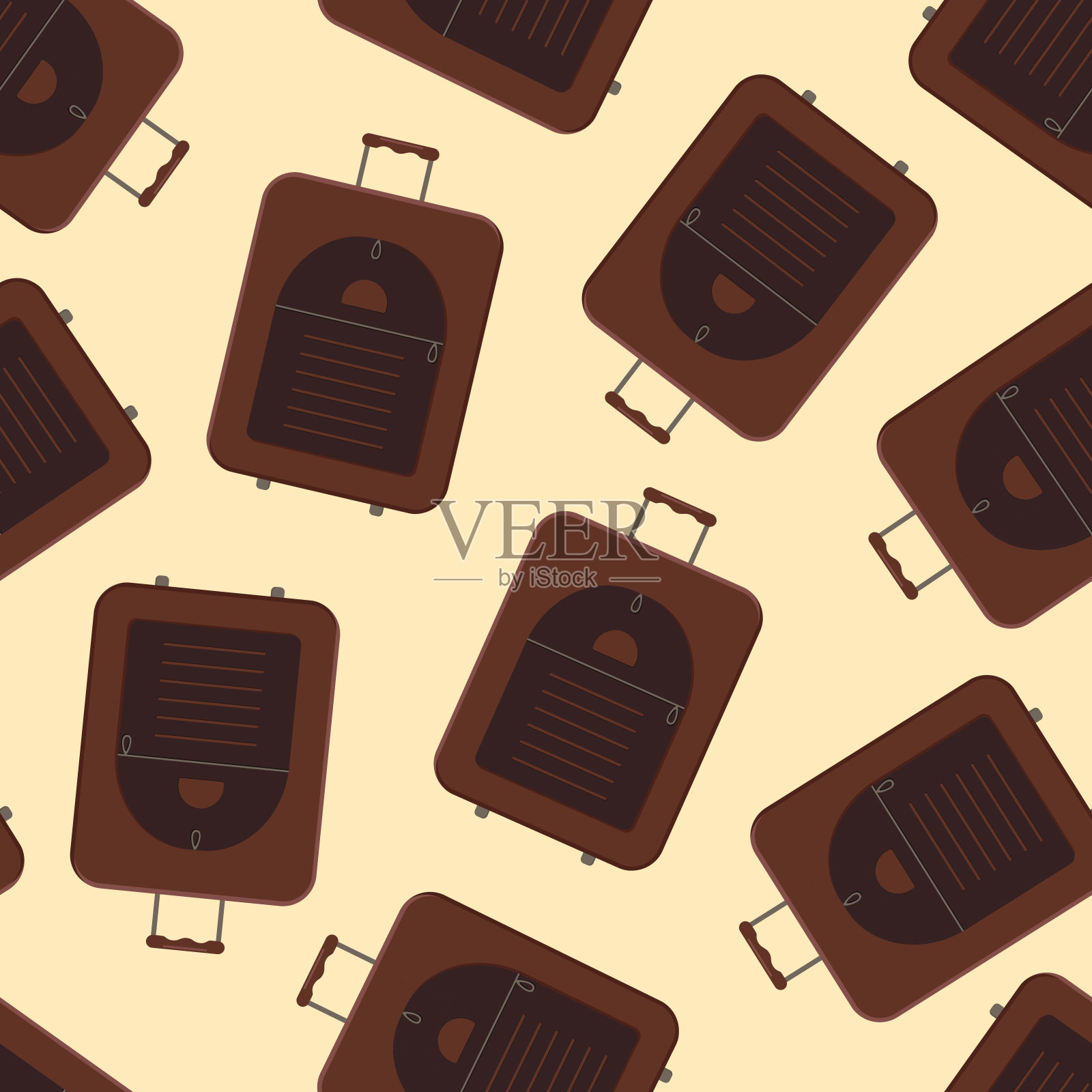 棕色现代手提箱无缝模式。矢量图插画图片素材