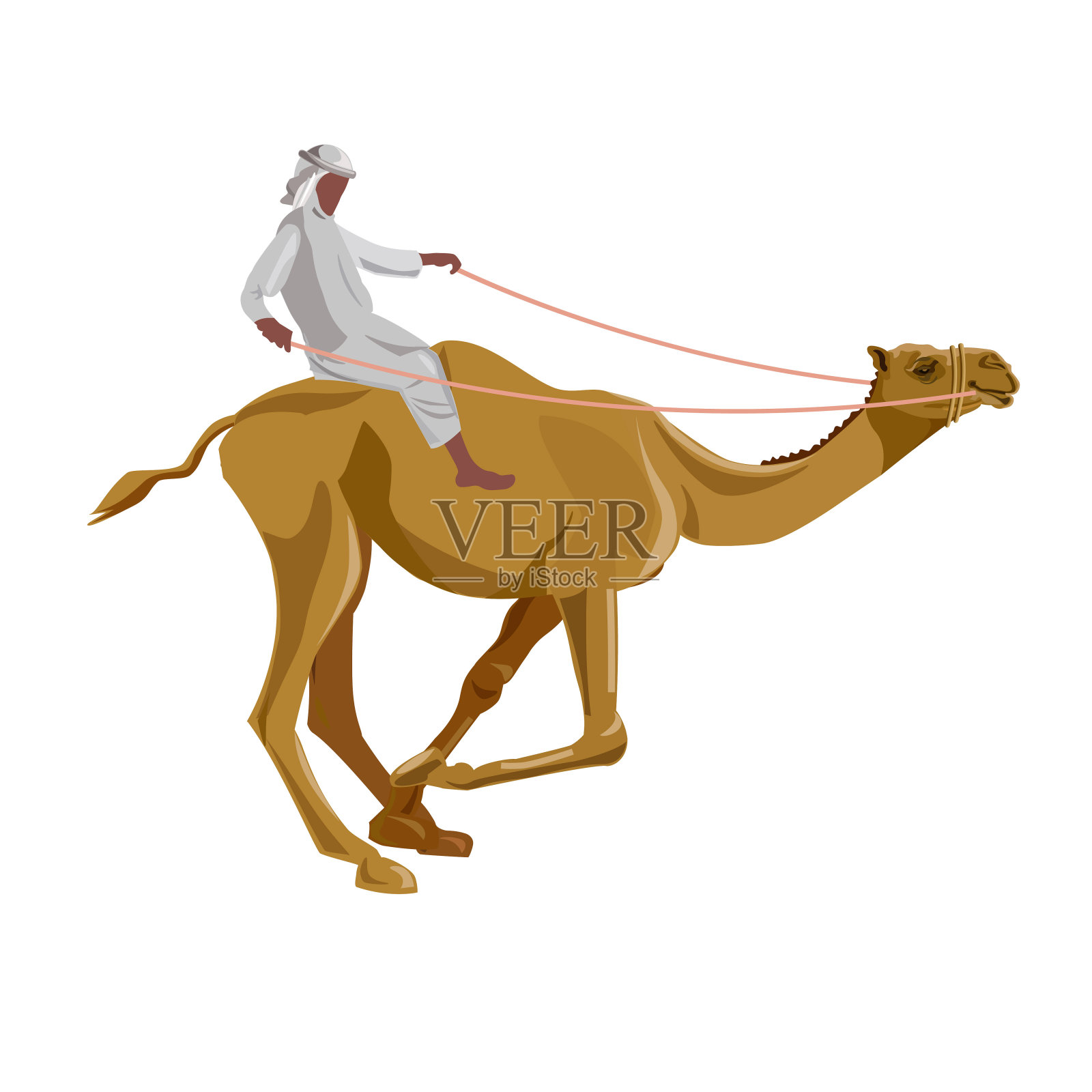 骑骆驼的阿拉伯人插画图片素材