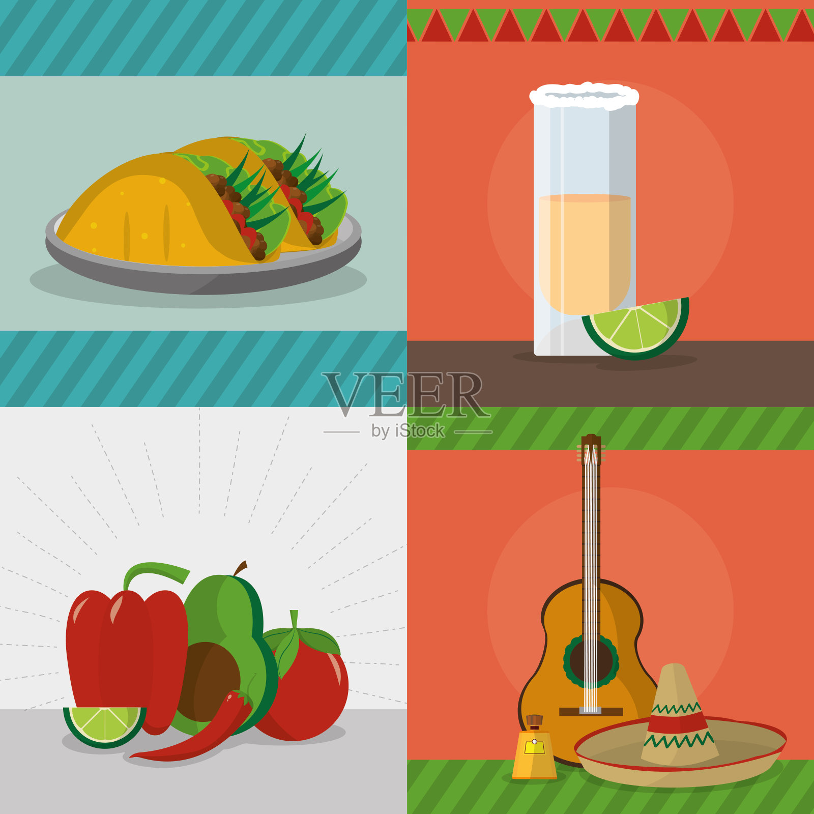 墨西哥食物图标集设计插画图片素材
