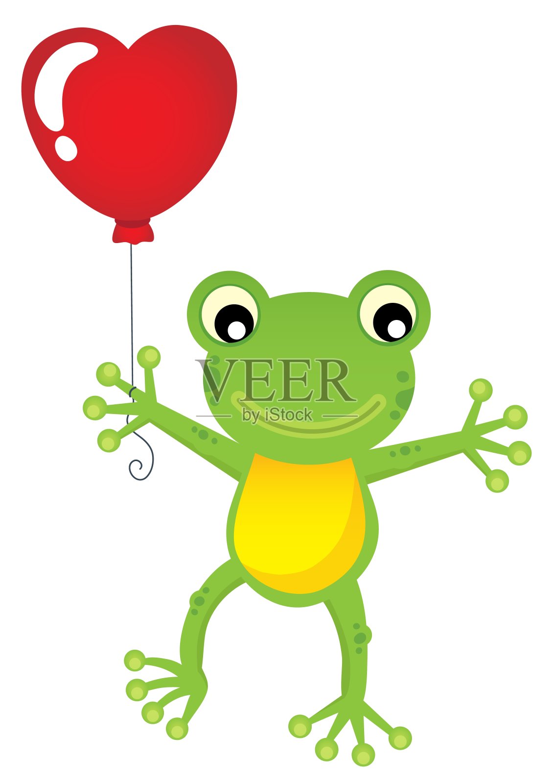 青蛙与心形气球主题1插画图片素材
