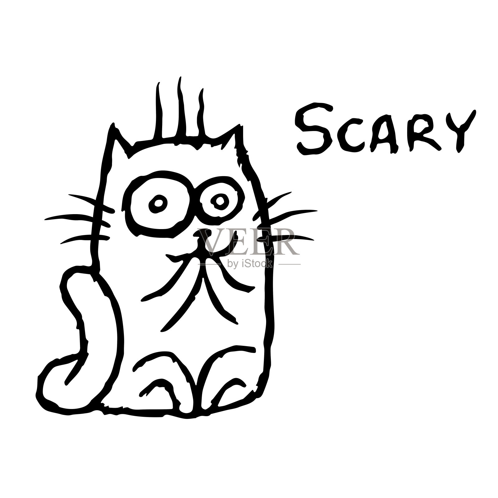 Cat Tik很害怕。矢量插图。设计元素图片
