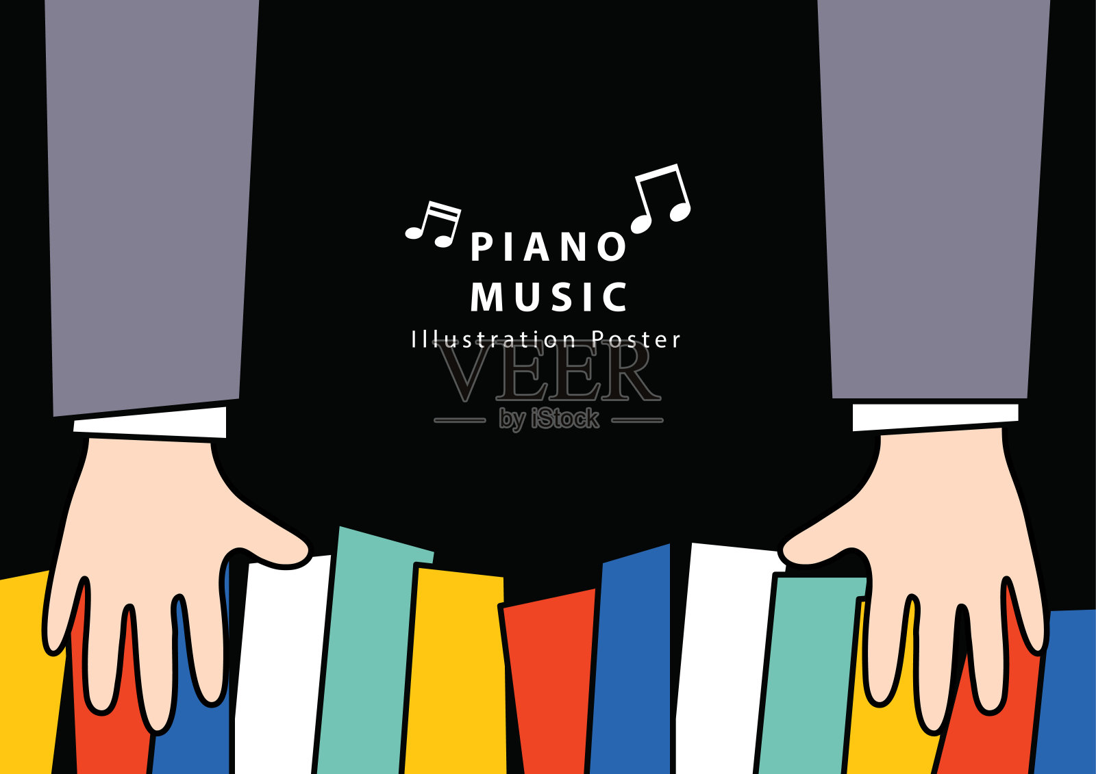 钢琴音乐海报A4插图矢量。音乐的概念。插画图片素材