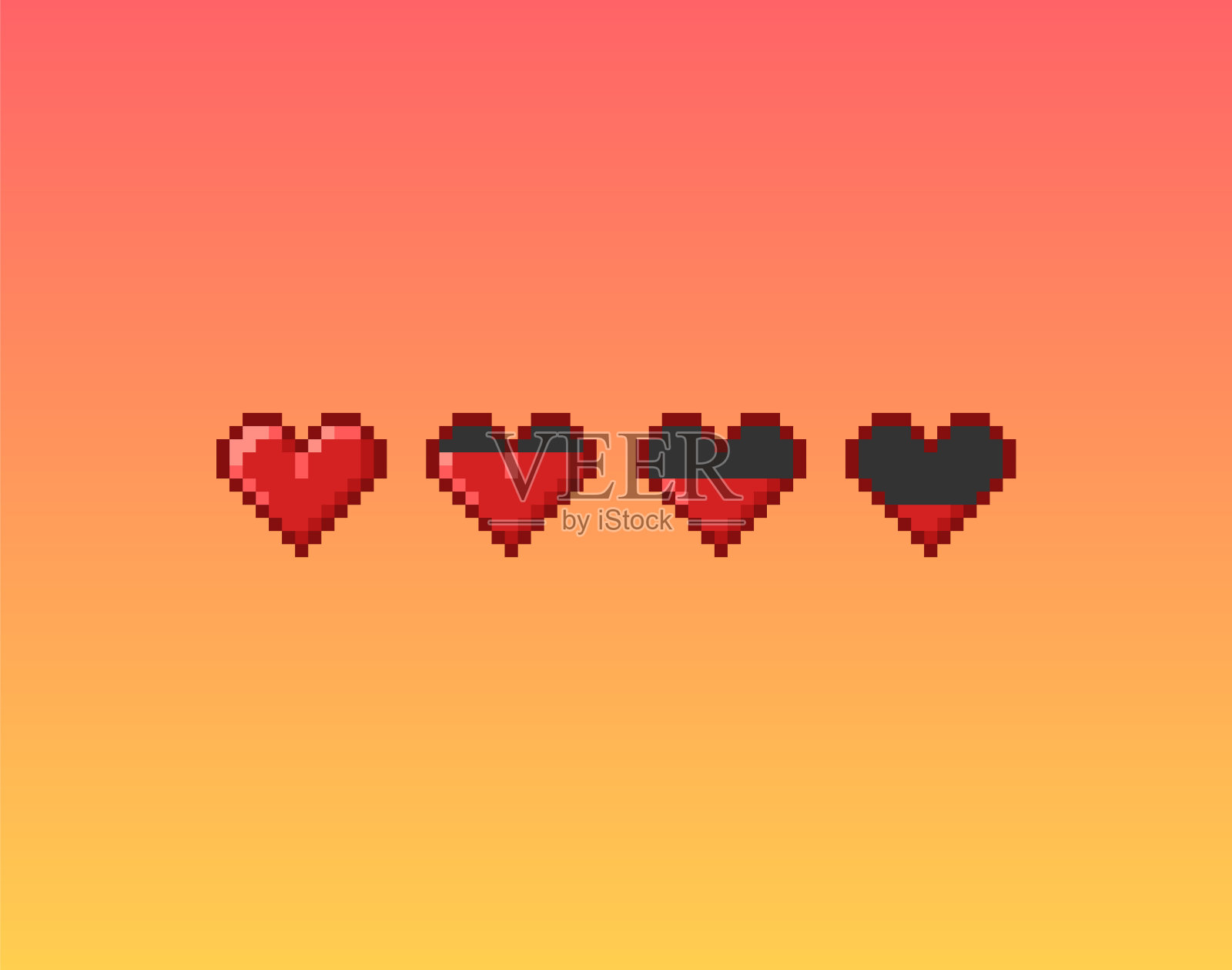 矢量像素艺术8位风格的游戏心脏插画图片素材