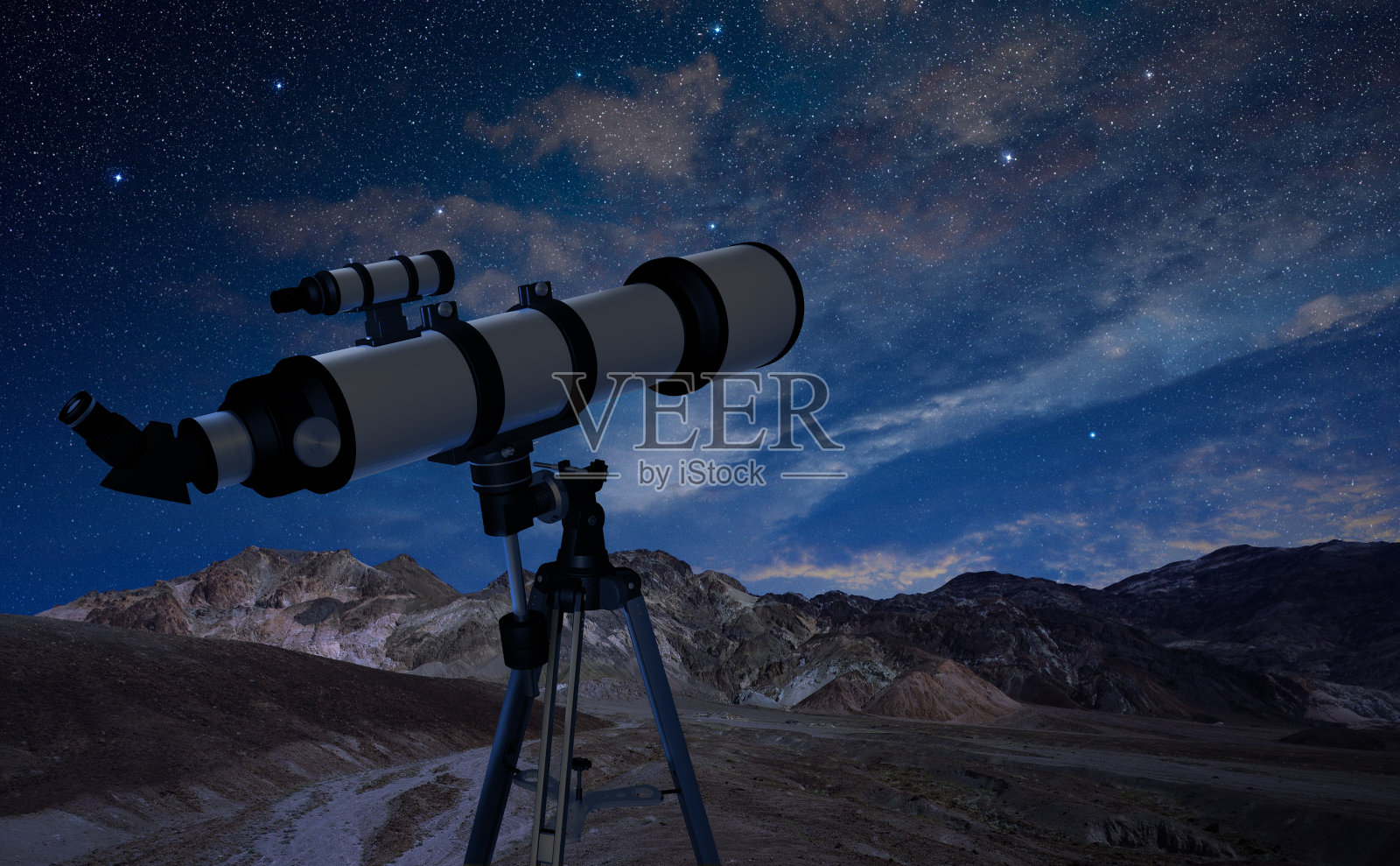 望远镜指向夜空照片摄影图片