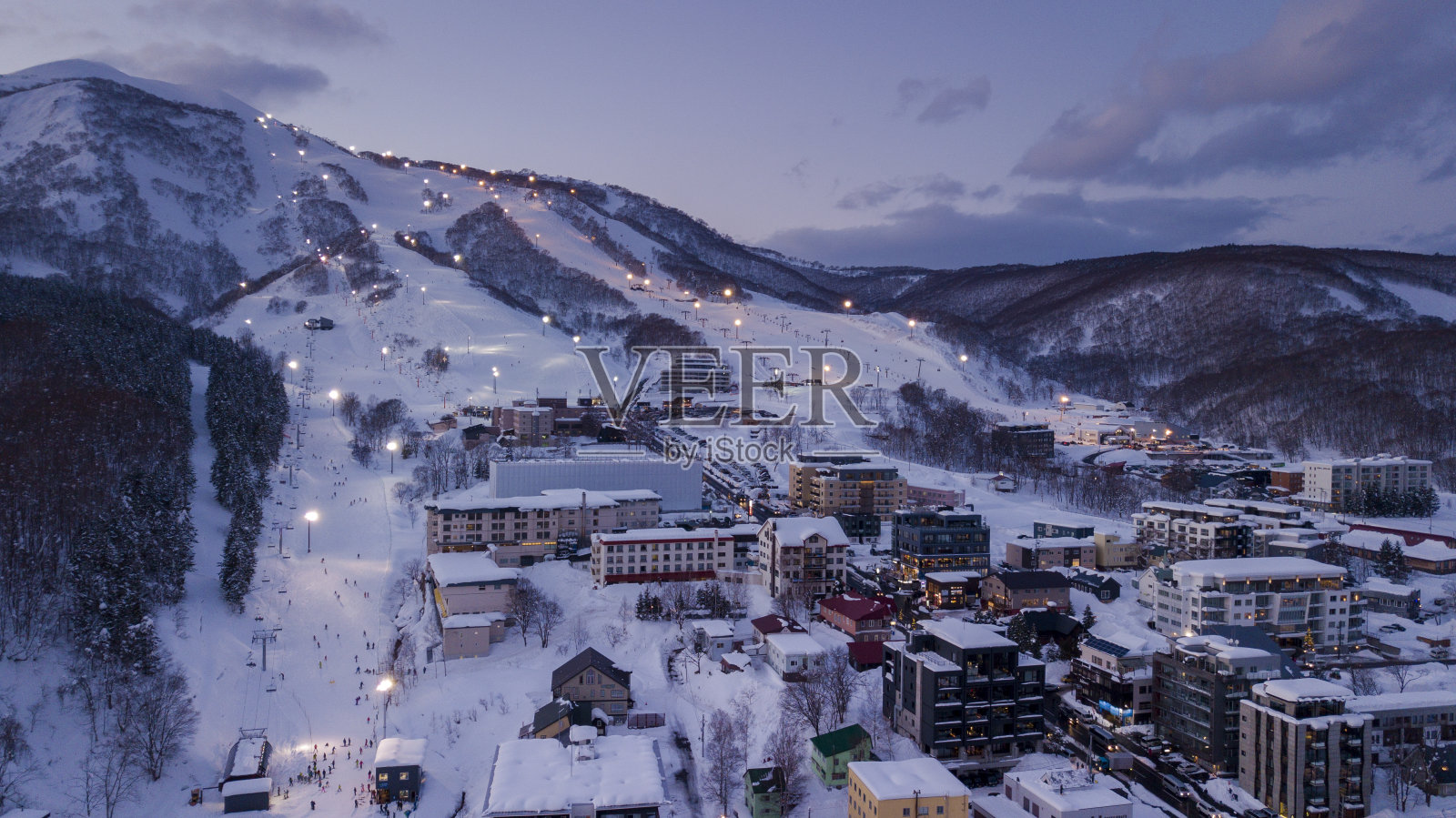 鸟瞰图二世谷滑雪村照片摄影图片