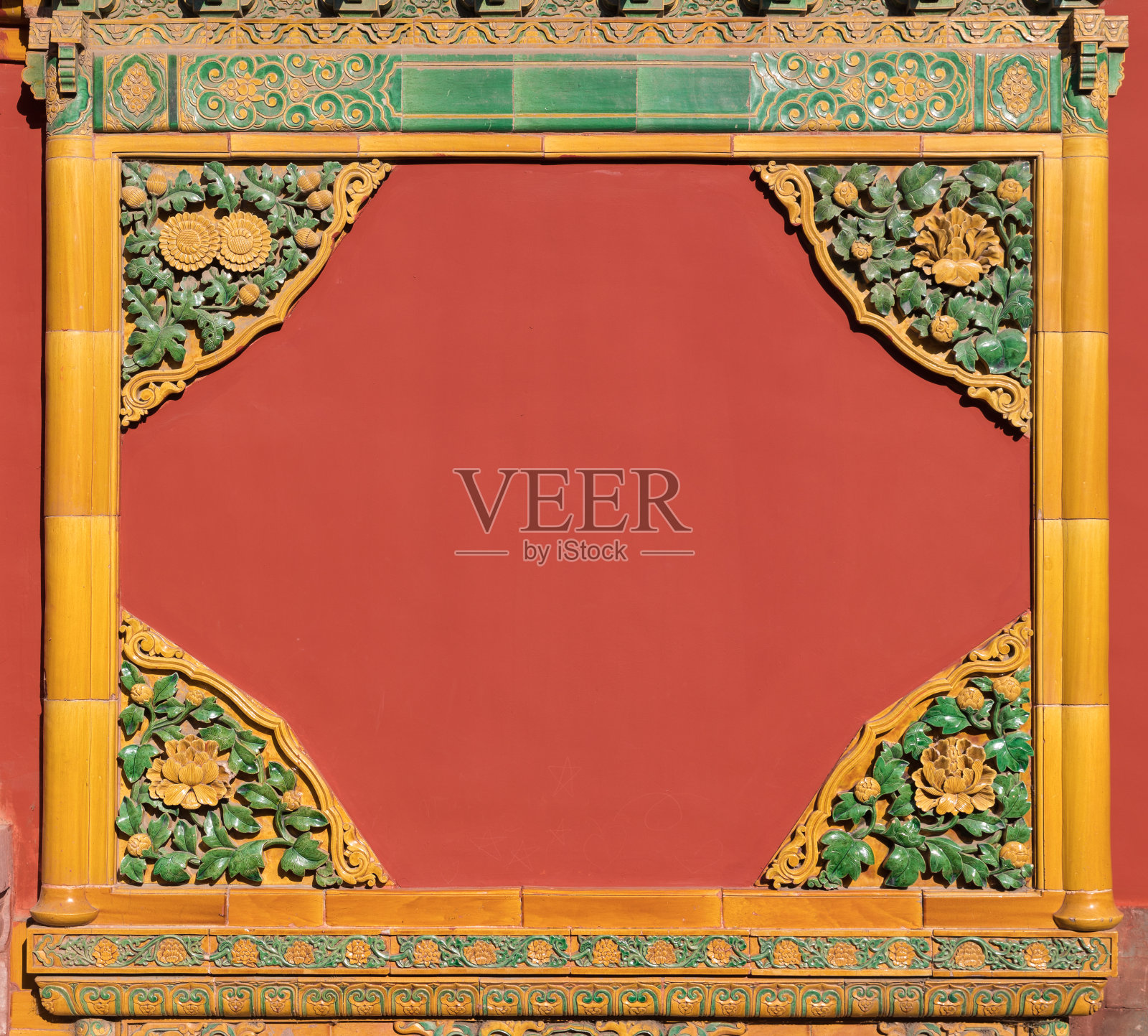 紫禁城中国传统风格的墙饰空白边框背景照片摄影图片