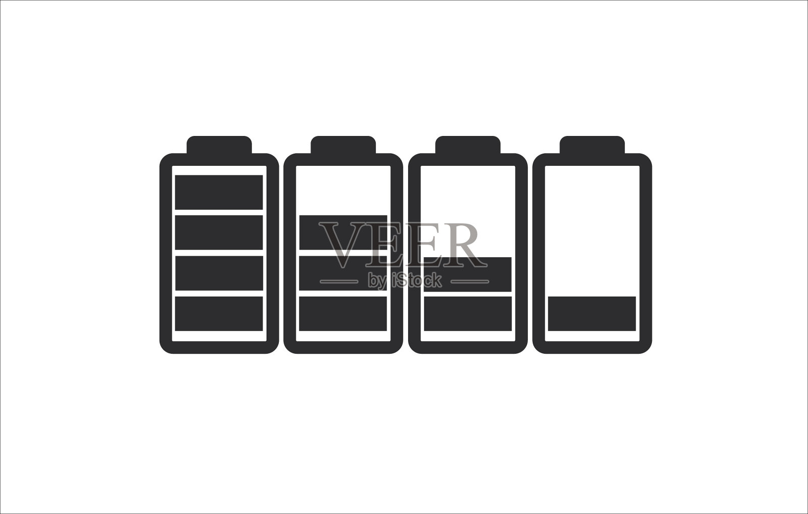 电池电量从低或空到满的指示单黑色图标图标素材