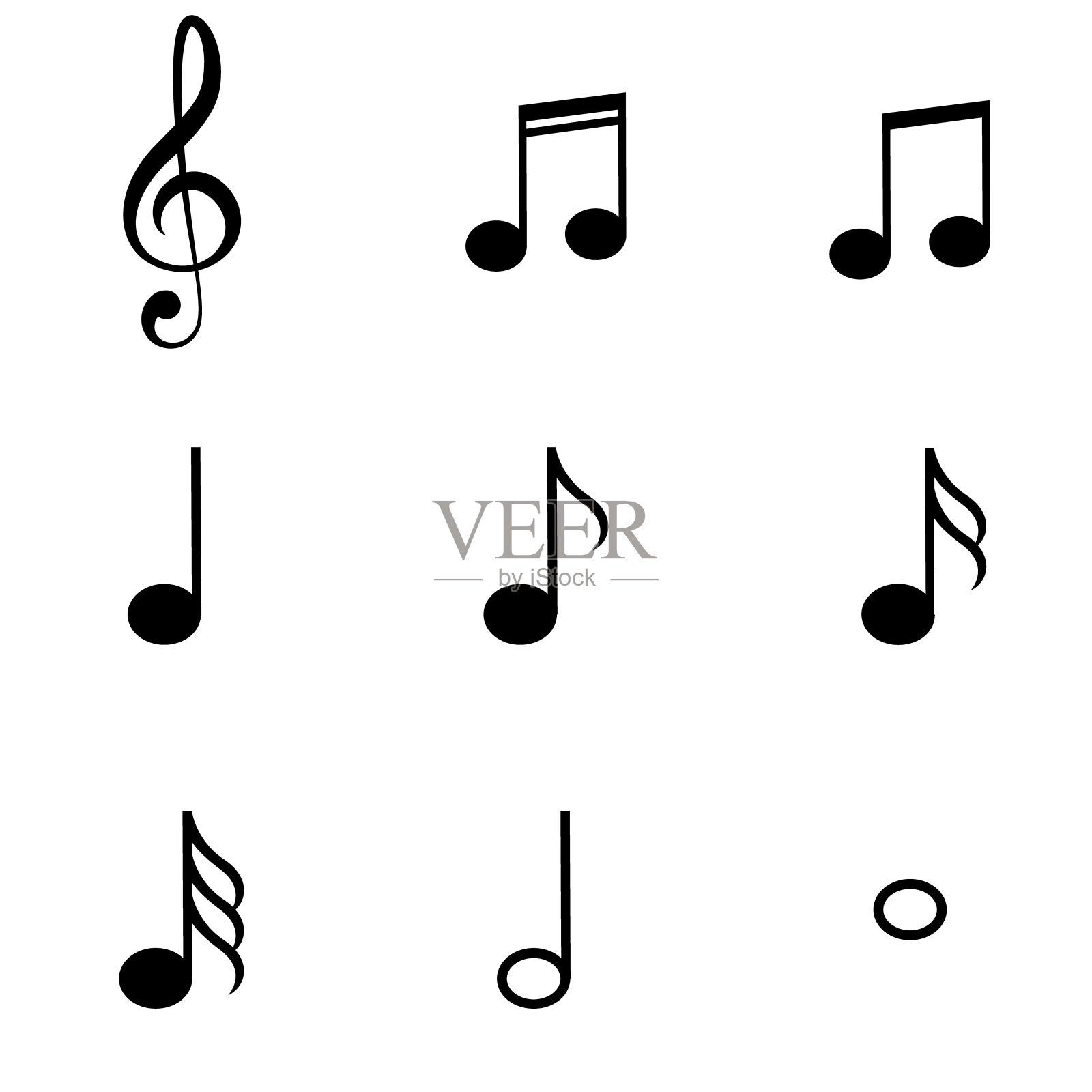 音乐笔记符号套装设计元素图片