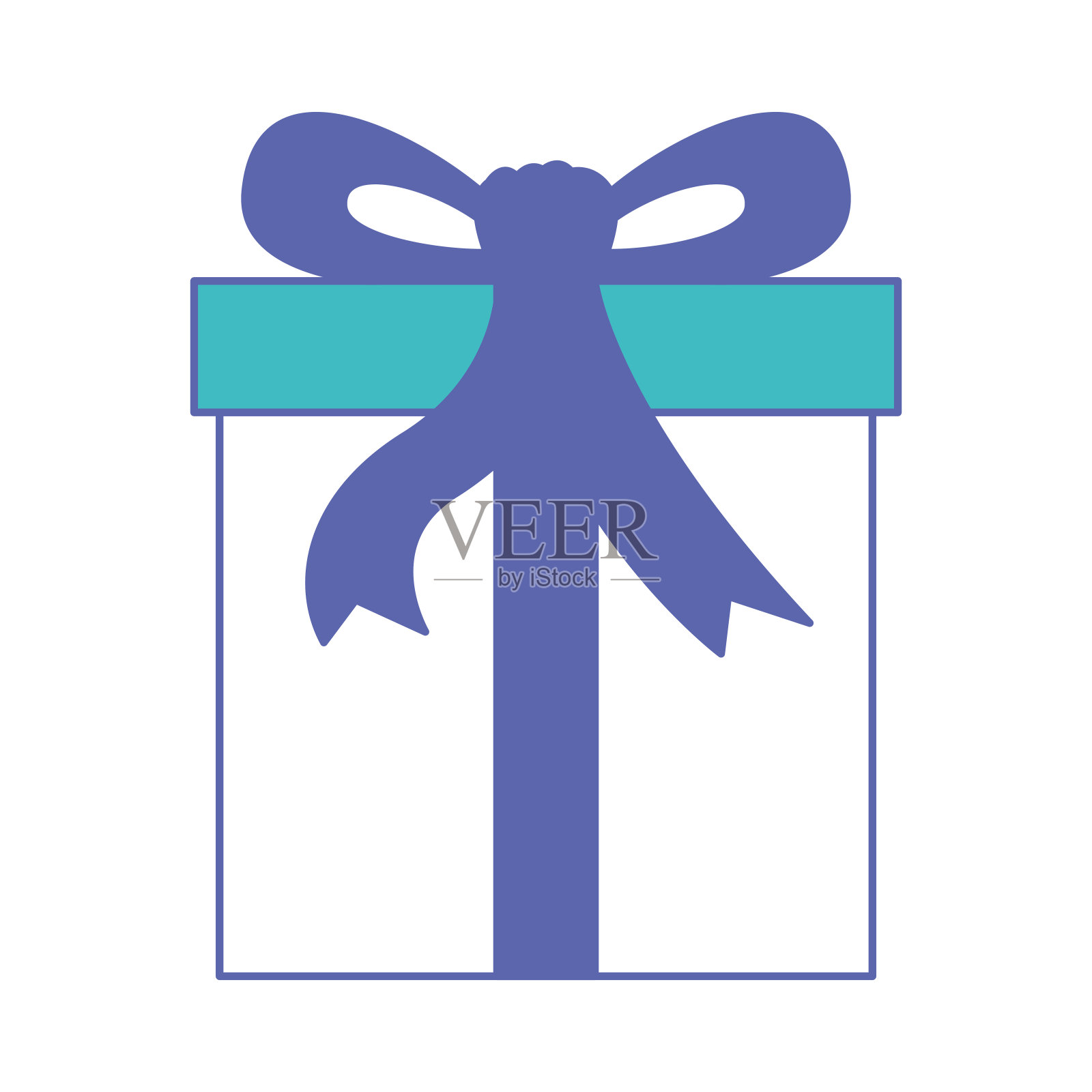 礼盒图标与装饰丝带在蓝色和紫色部分剪影设计元素图片