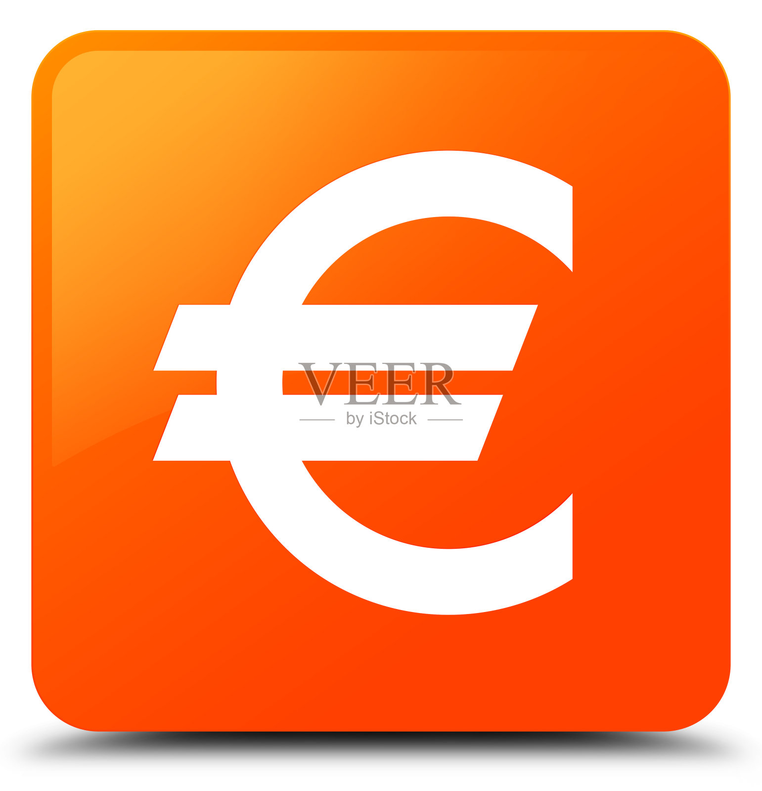 欧元标志图标橙色方形按钮插画图片素材