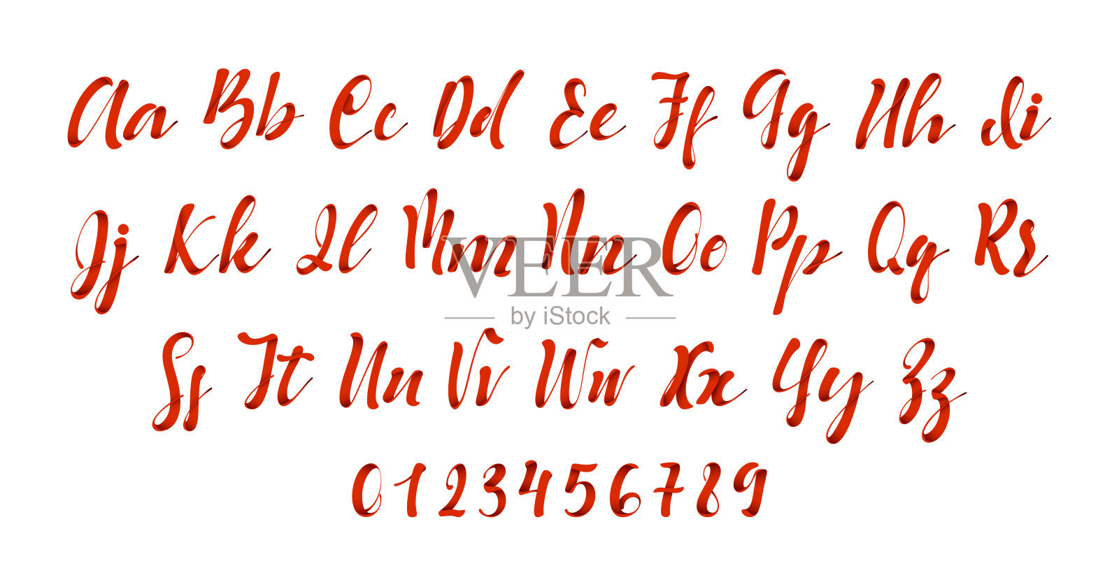 拉丁字母红色。字母字体样式缎带设计元素图片