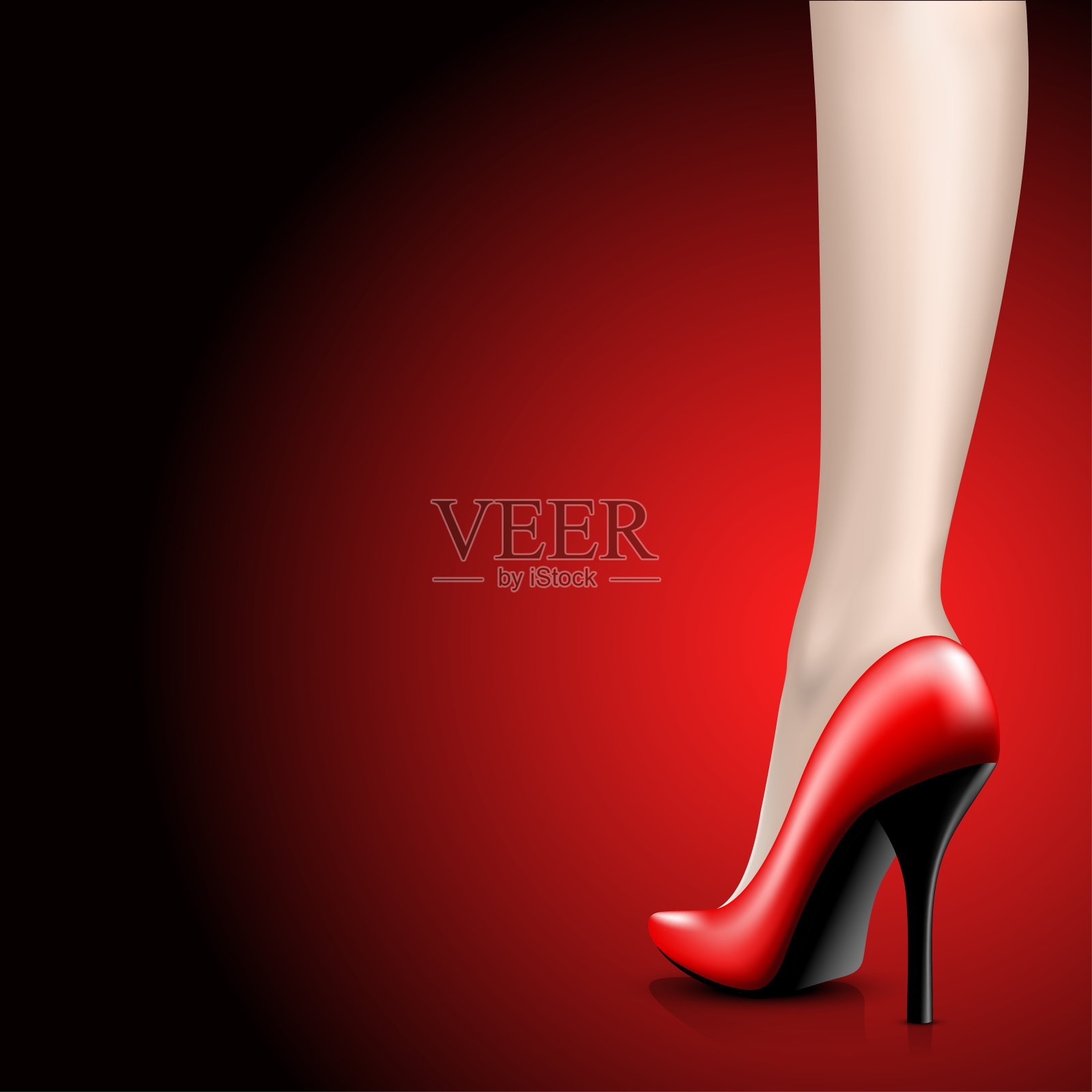 女人的红鞋，腿上有清漆插画图片素材