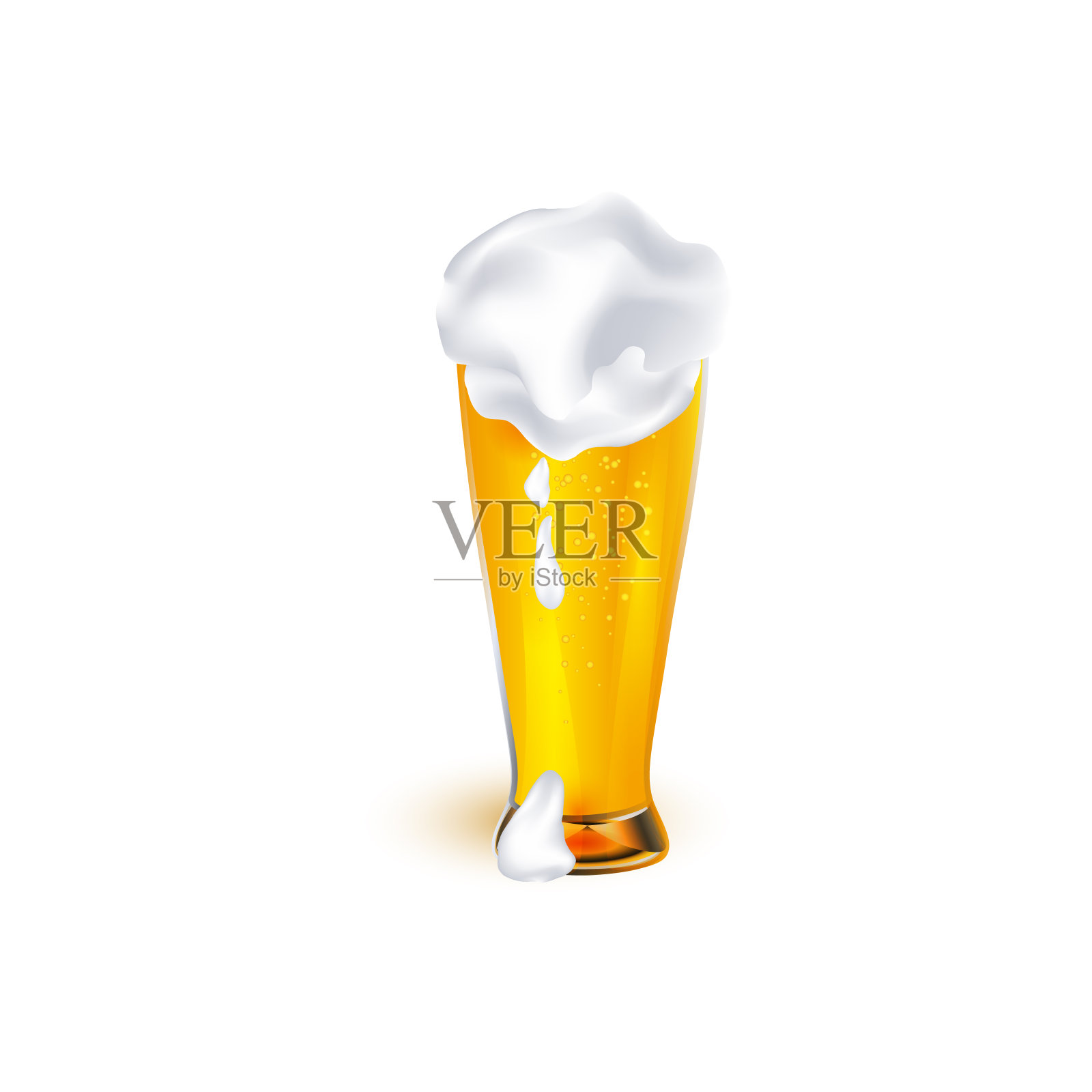 向量现实的金色啤酒泡沫杯设计元素图片