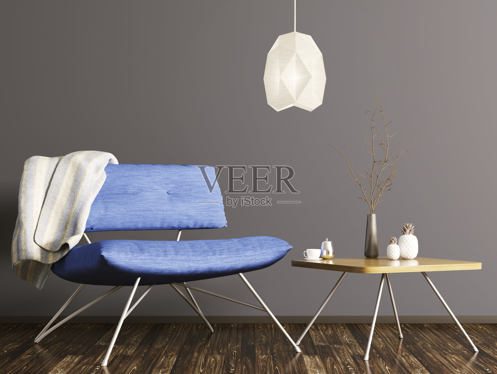 室内扶手椅和咖啡桌3d渲染插画图片素材