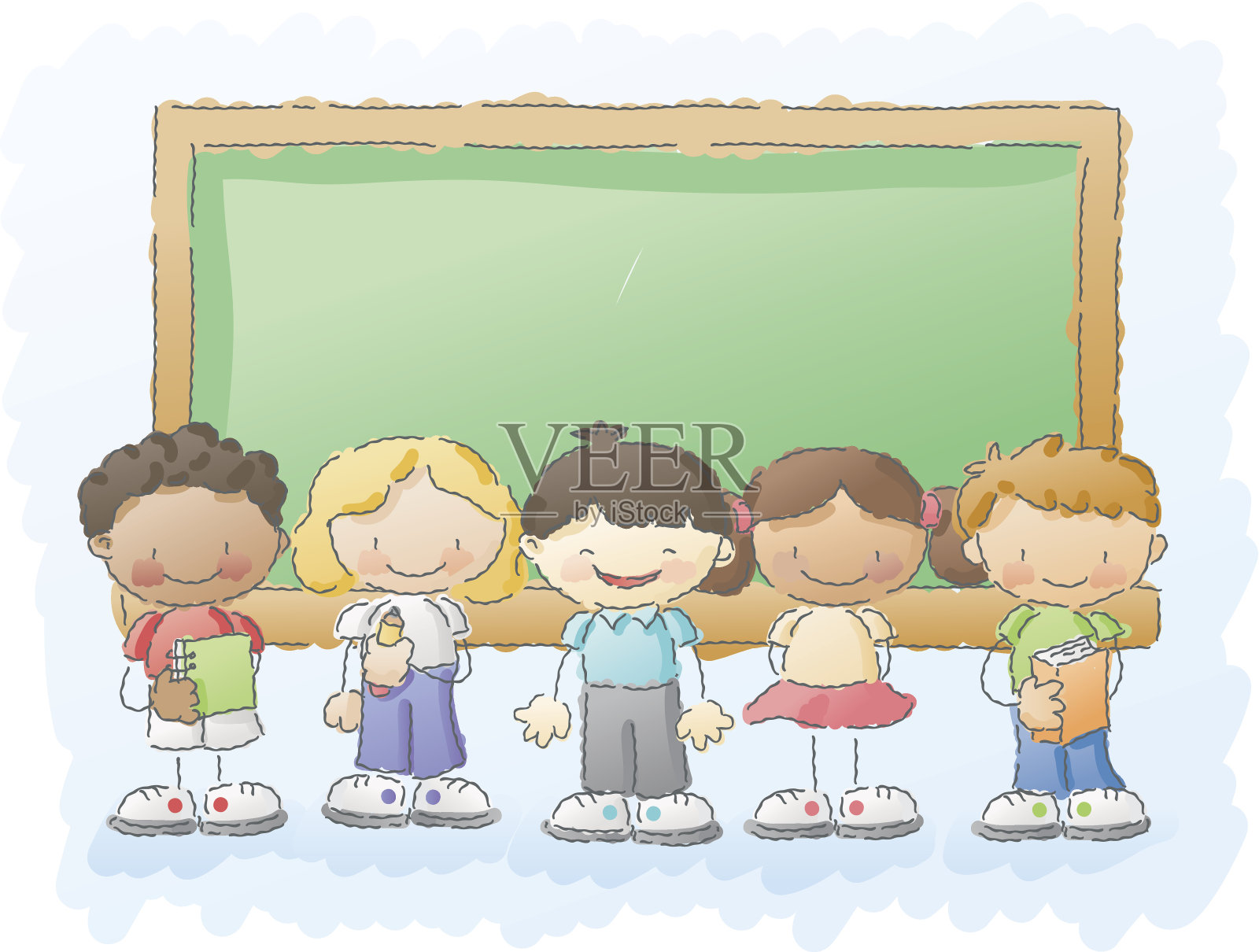 涂鸦:教室里的孩子插画图片素材
