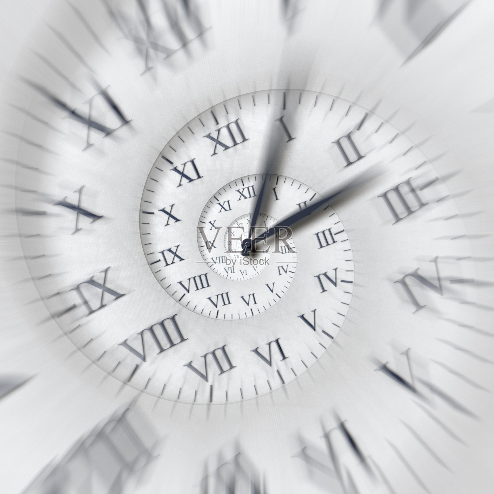时间跑:时钟指针在时间螺旋上快速旋转插画图片素材