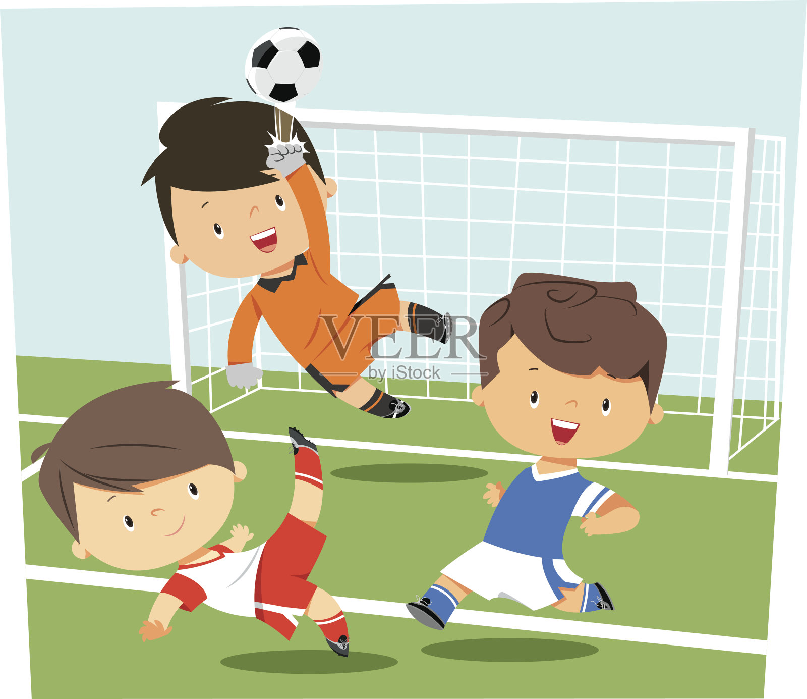 足球的孩子插画图片素材