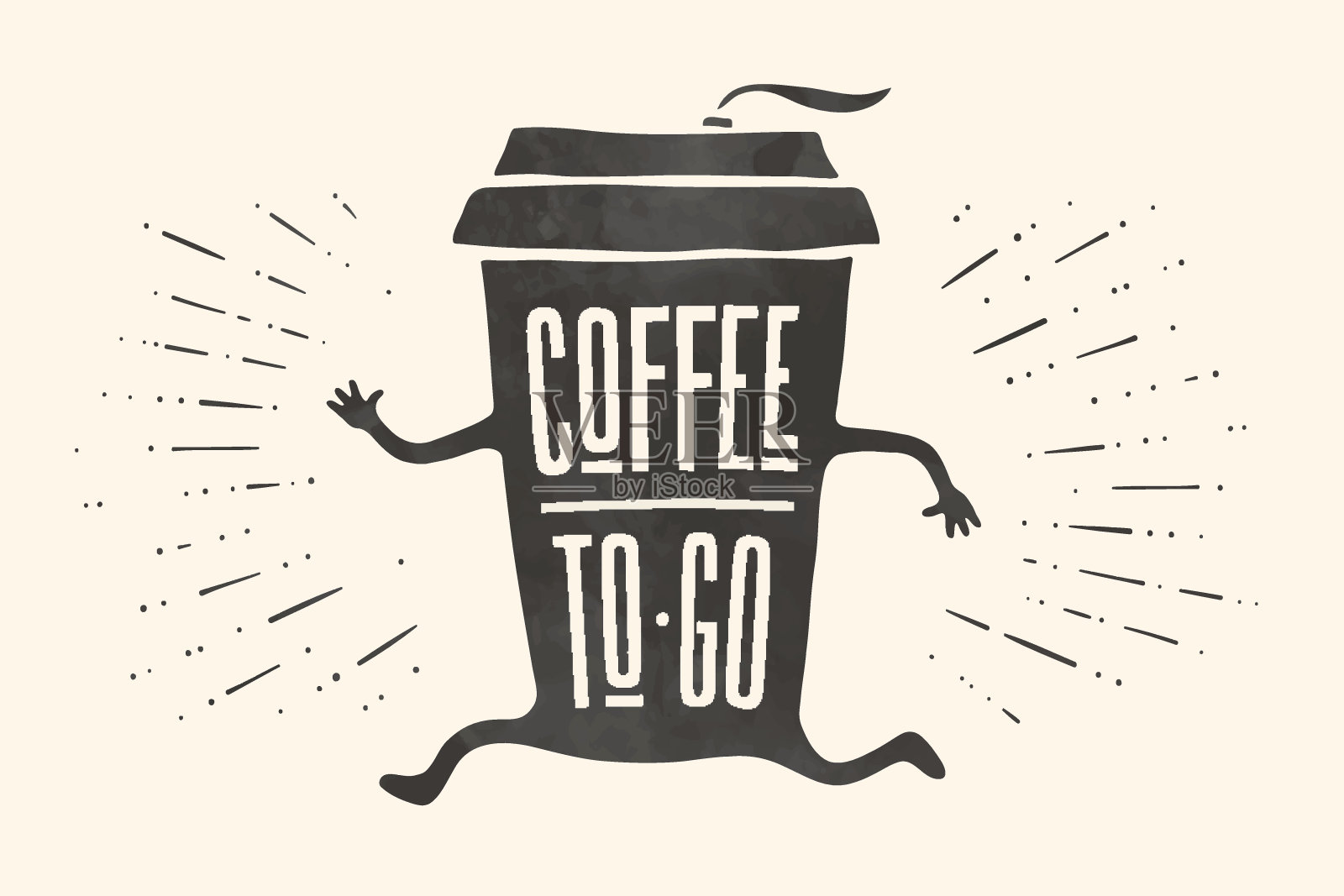 海报上写着“coffee To Go”的咖啡杯插画图片素材