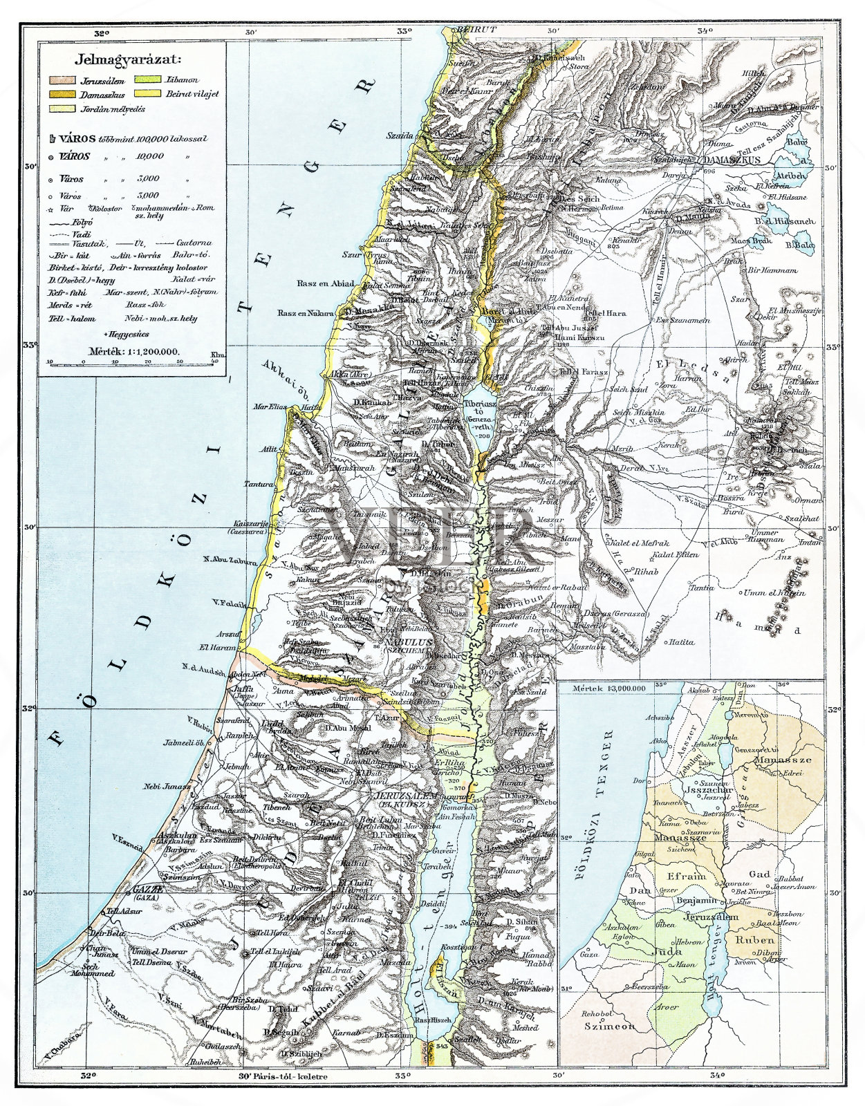 巴勒斯坦地图插画图片素材