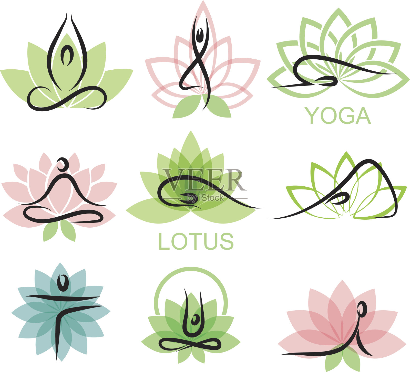 莲花和瑜伽插画图片素材
