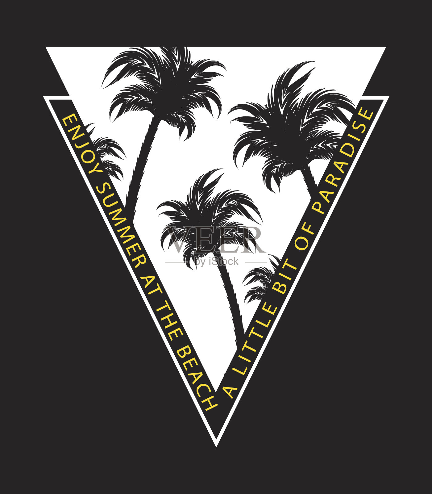 棕榈树夏季度假海滩冲浪概念t恤图形矢量印花设计插画图片素材