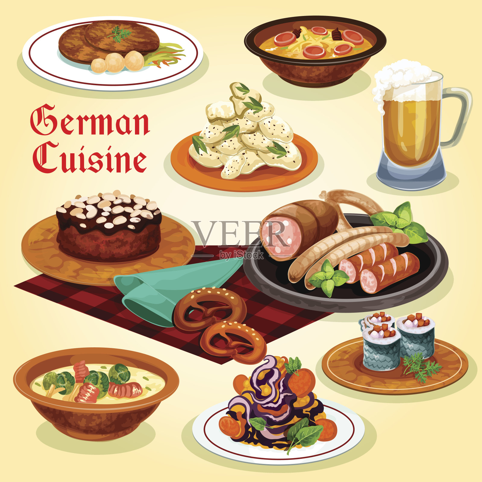 德国菜肴民族菜肴卡通图标插画图片素材