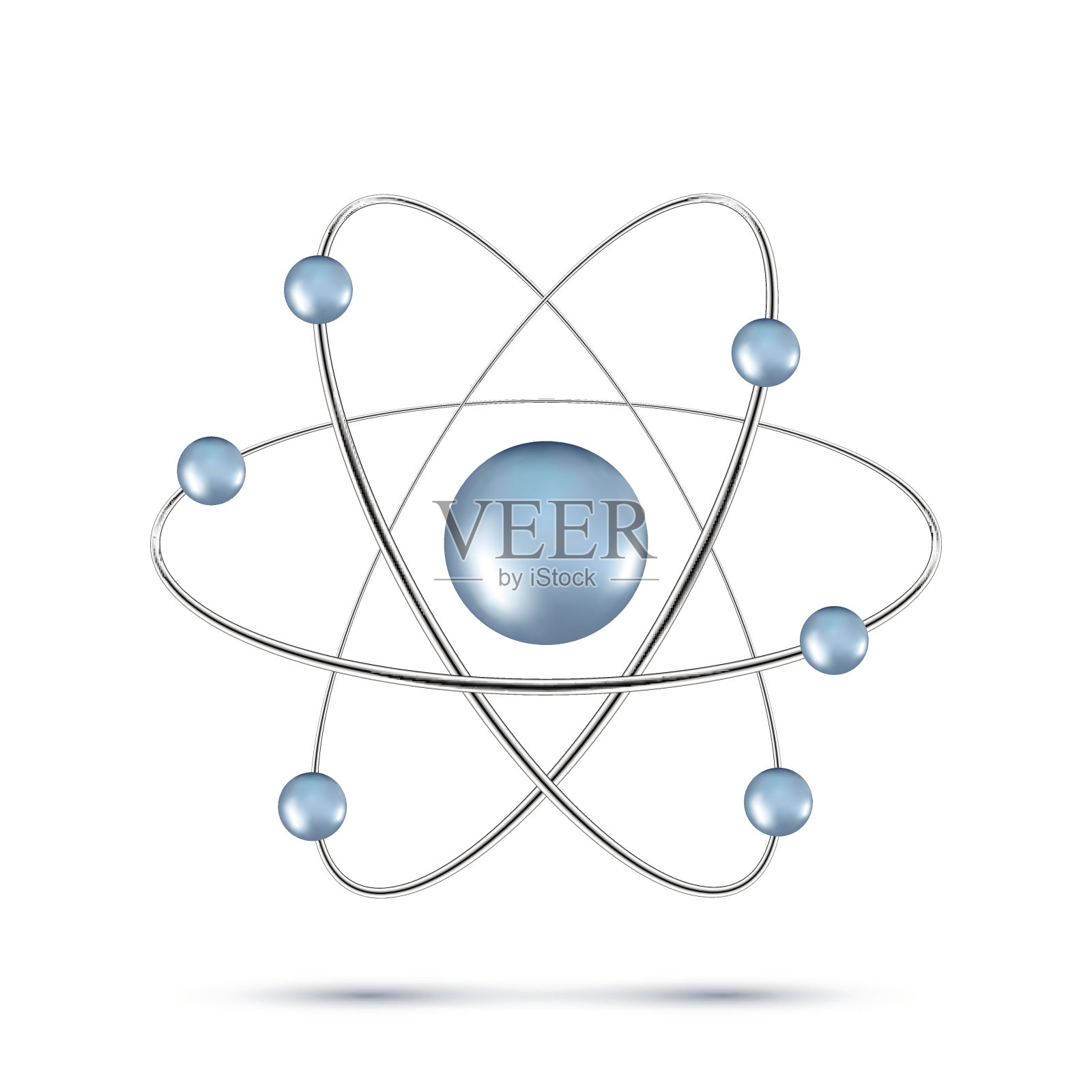 白色背景上孤立的蓝色原子分子插画图片素材
