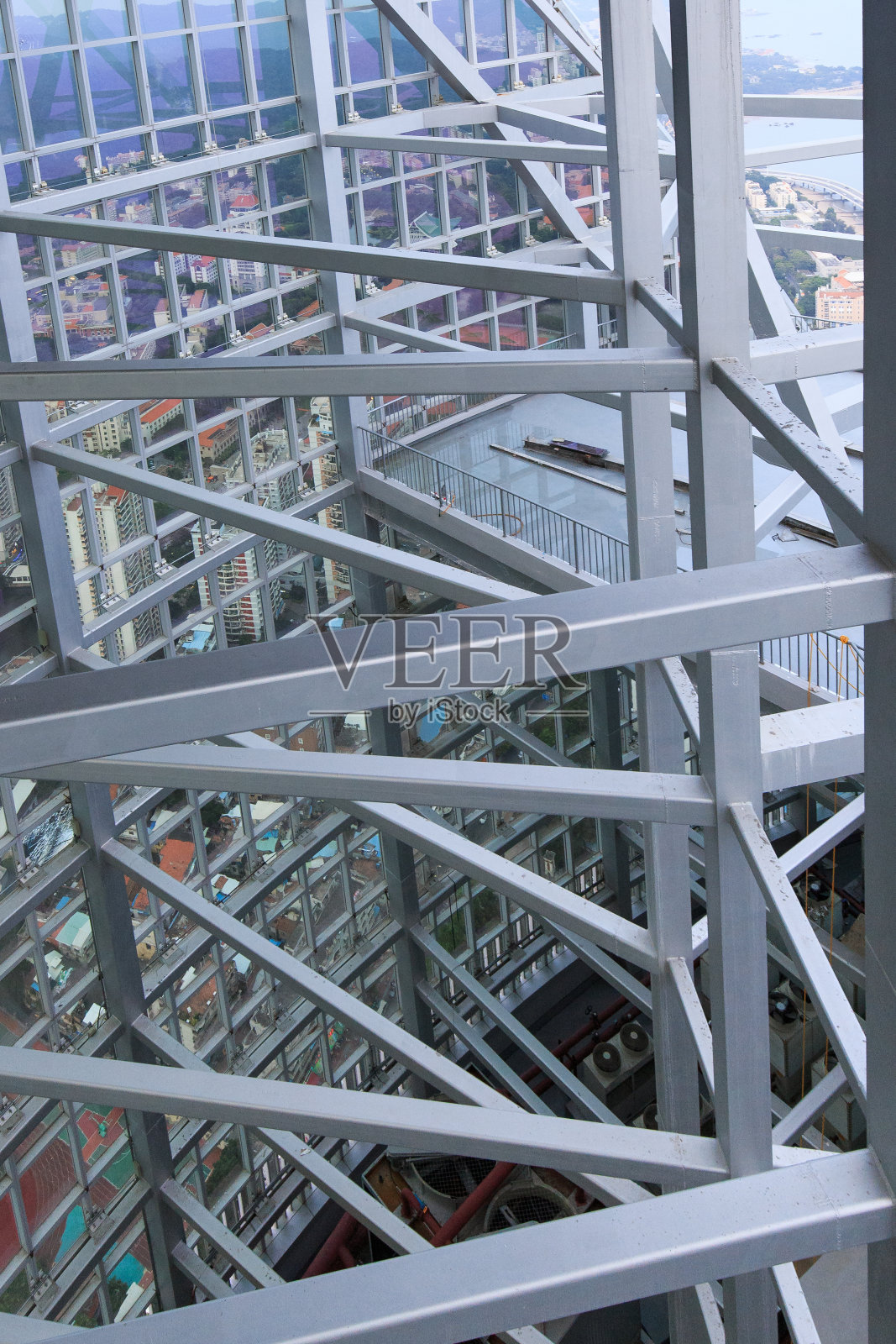 厦门世茂海峡大厦双子塔顶层内部结构照片摄影图片