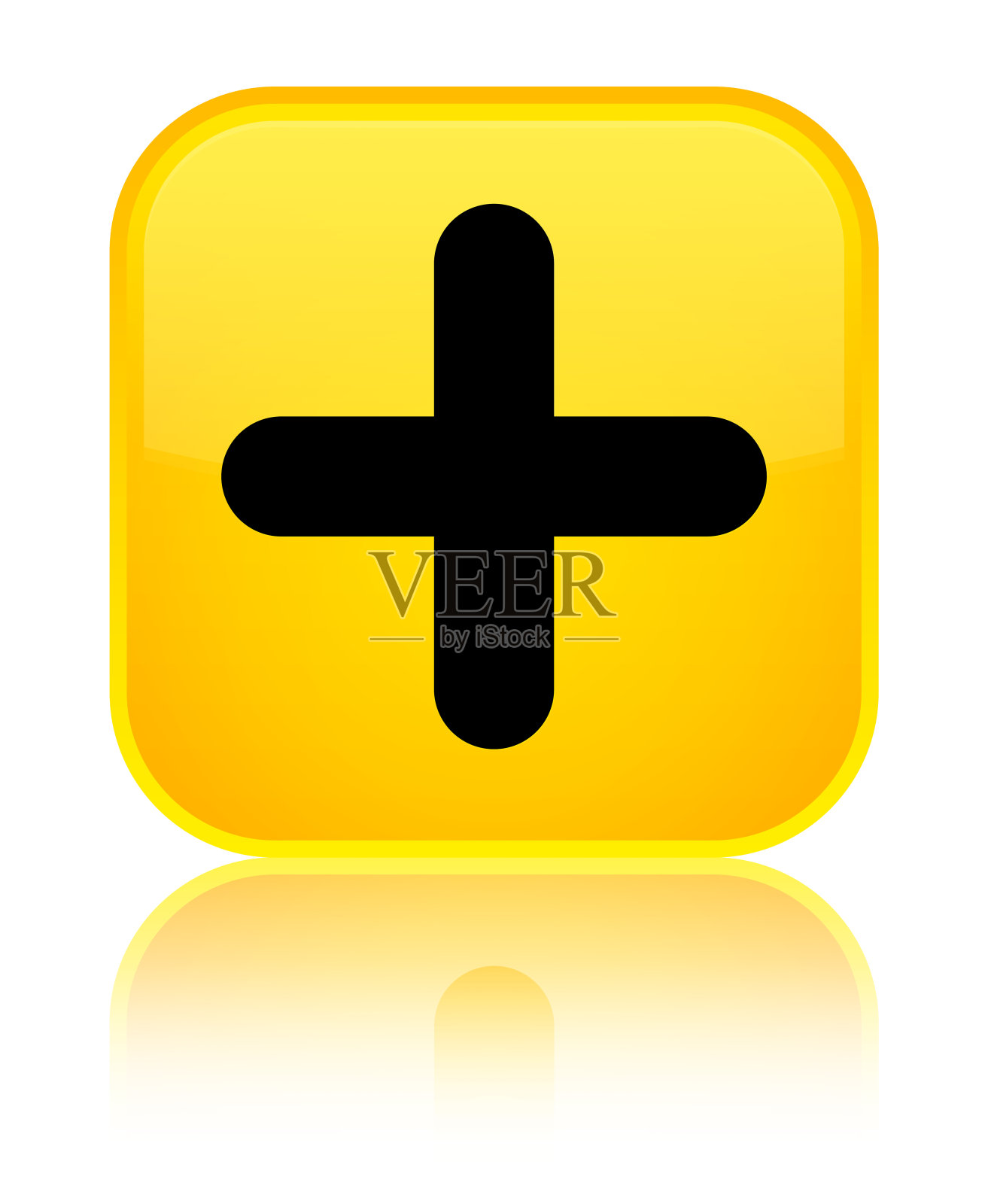 加上图标专用黄色方形按钮图标素材