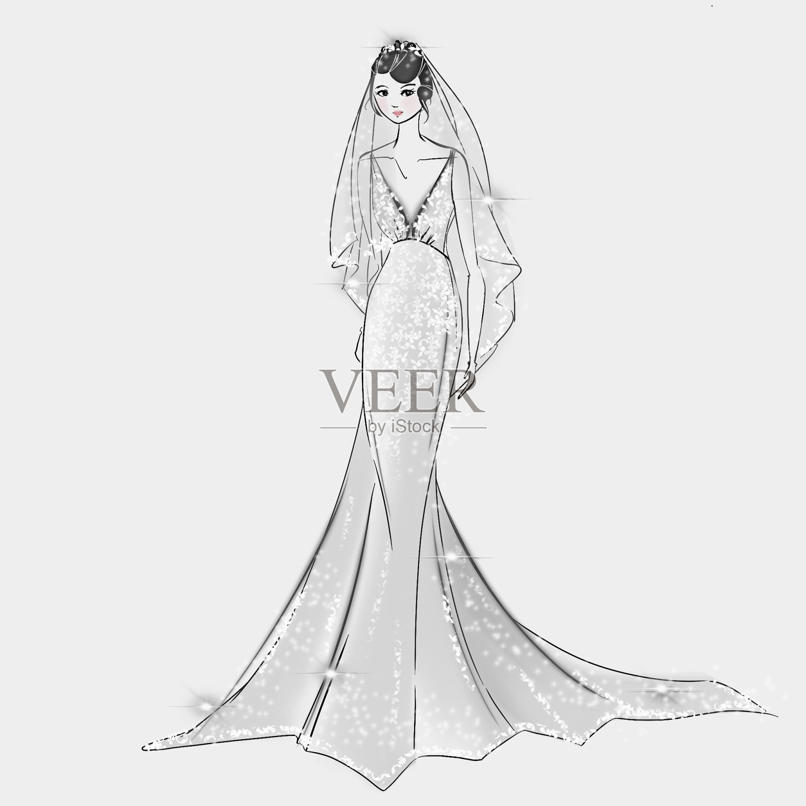 美人鱼的新娘礼服插画图片素材