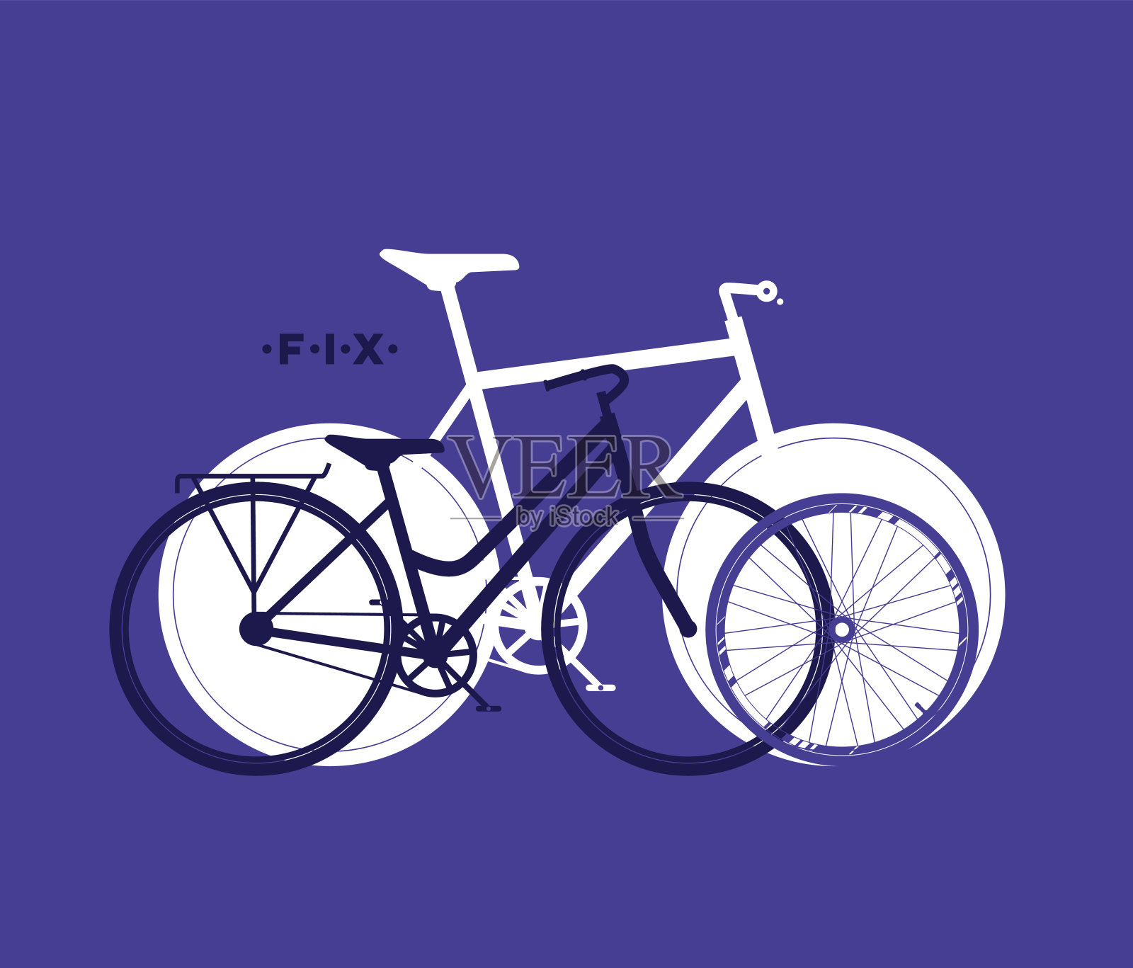 剪影固定自行车，自行车运动背景，矢量插图插画图片素材