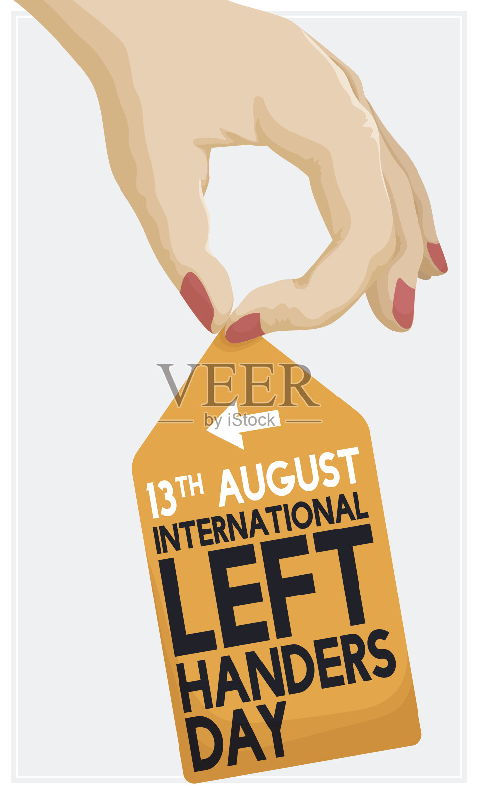 女性手握标签庆祝国际左撇子日插画图片素材