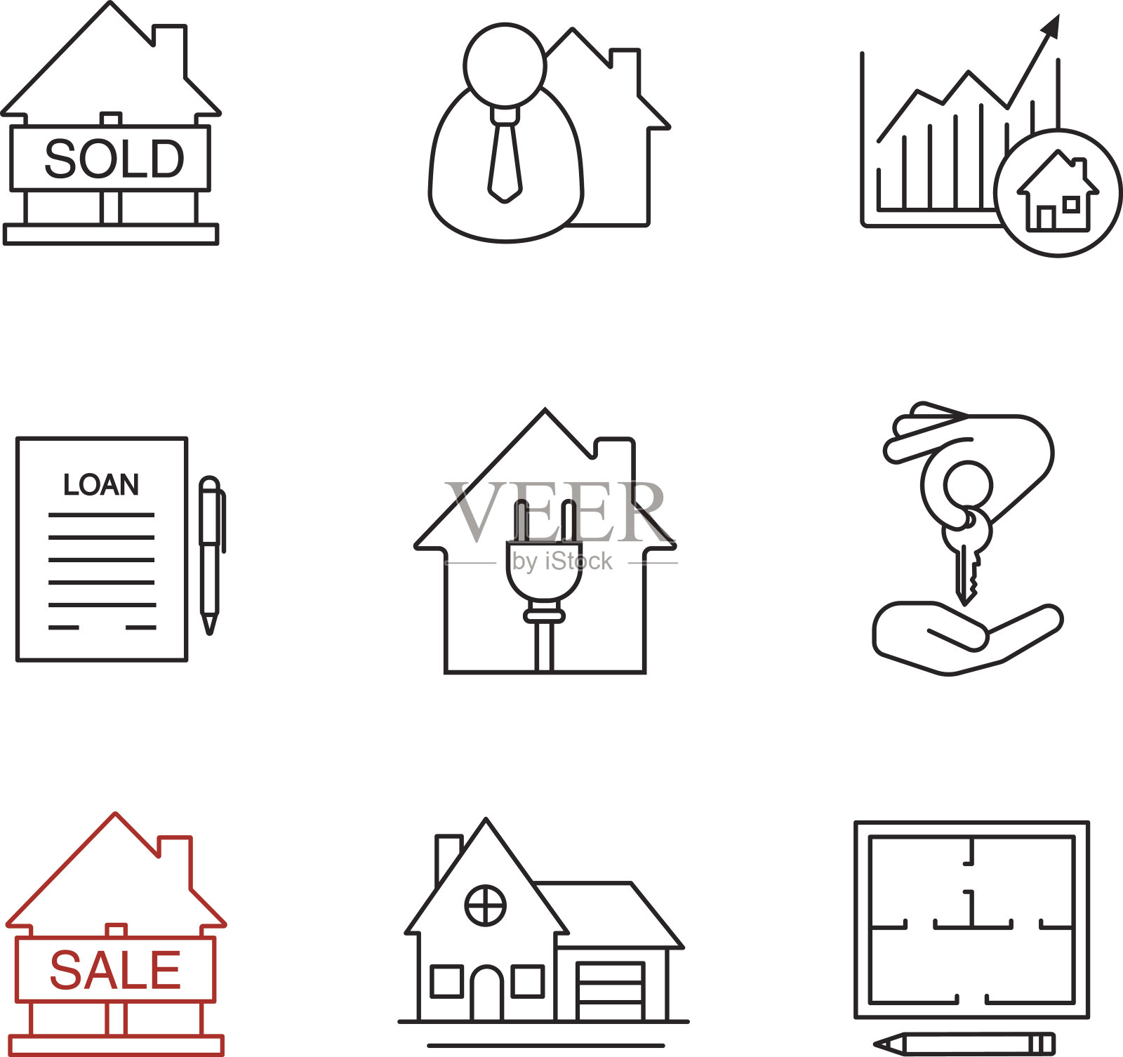 房地产市场标志插画图片素材
