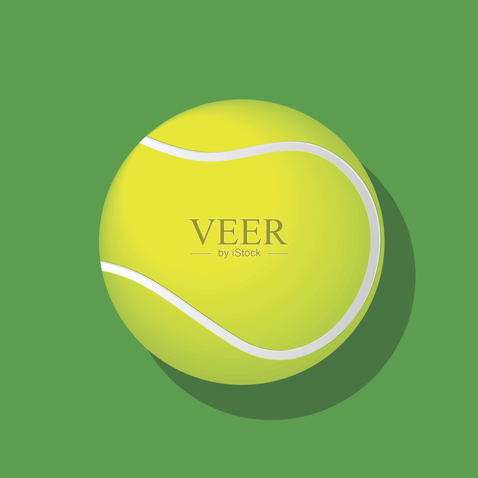 网球与绿色背景的阴影矢量插图插画图片素材