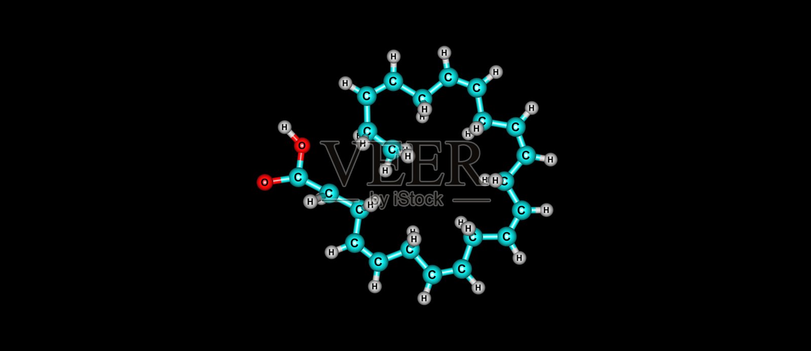 二十二碳六烯酸分子结构孤立于白色照片摄影图片