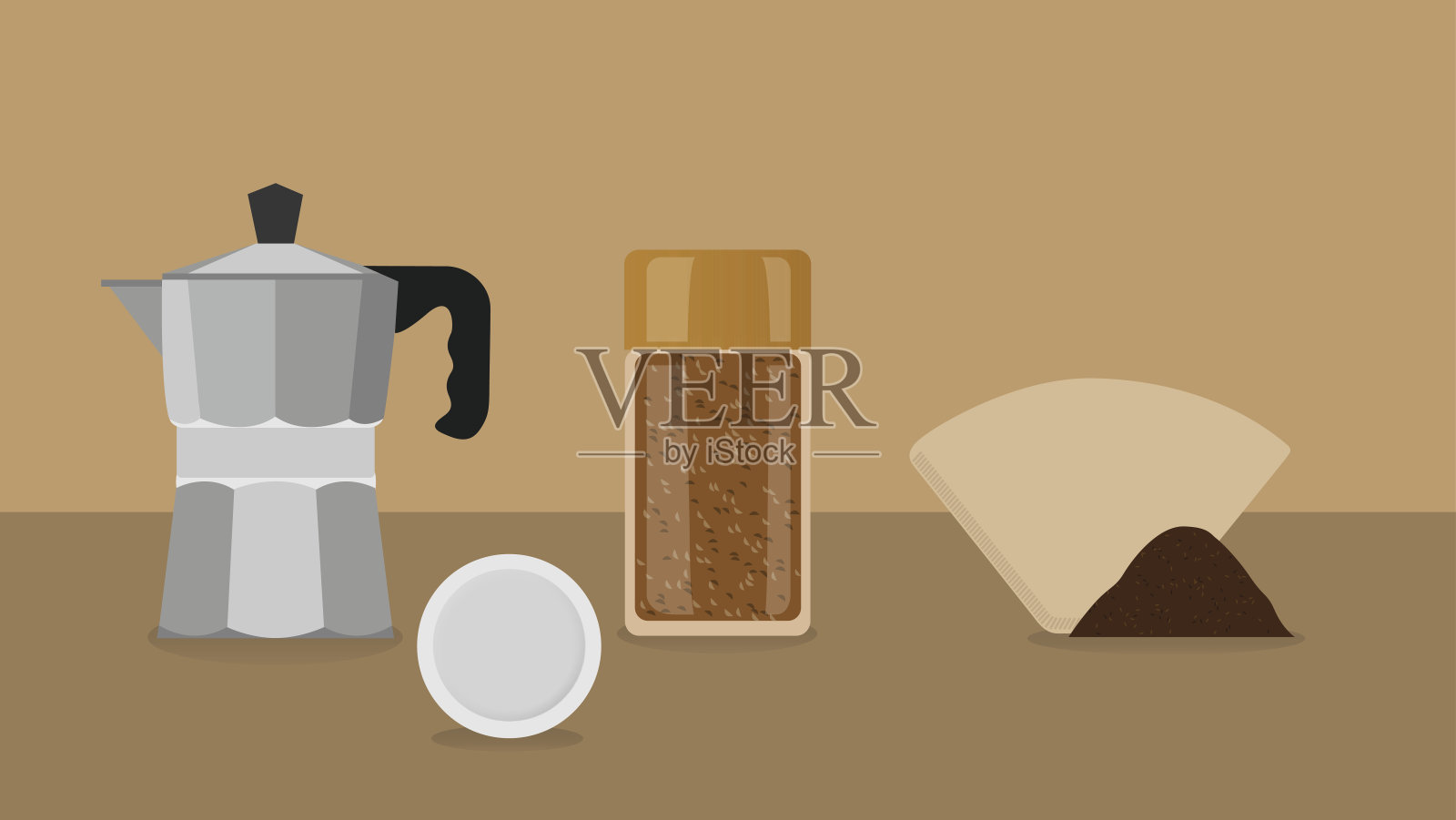咖啡冲泡方法扁平化设计插画图片素材