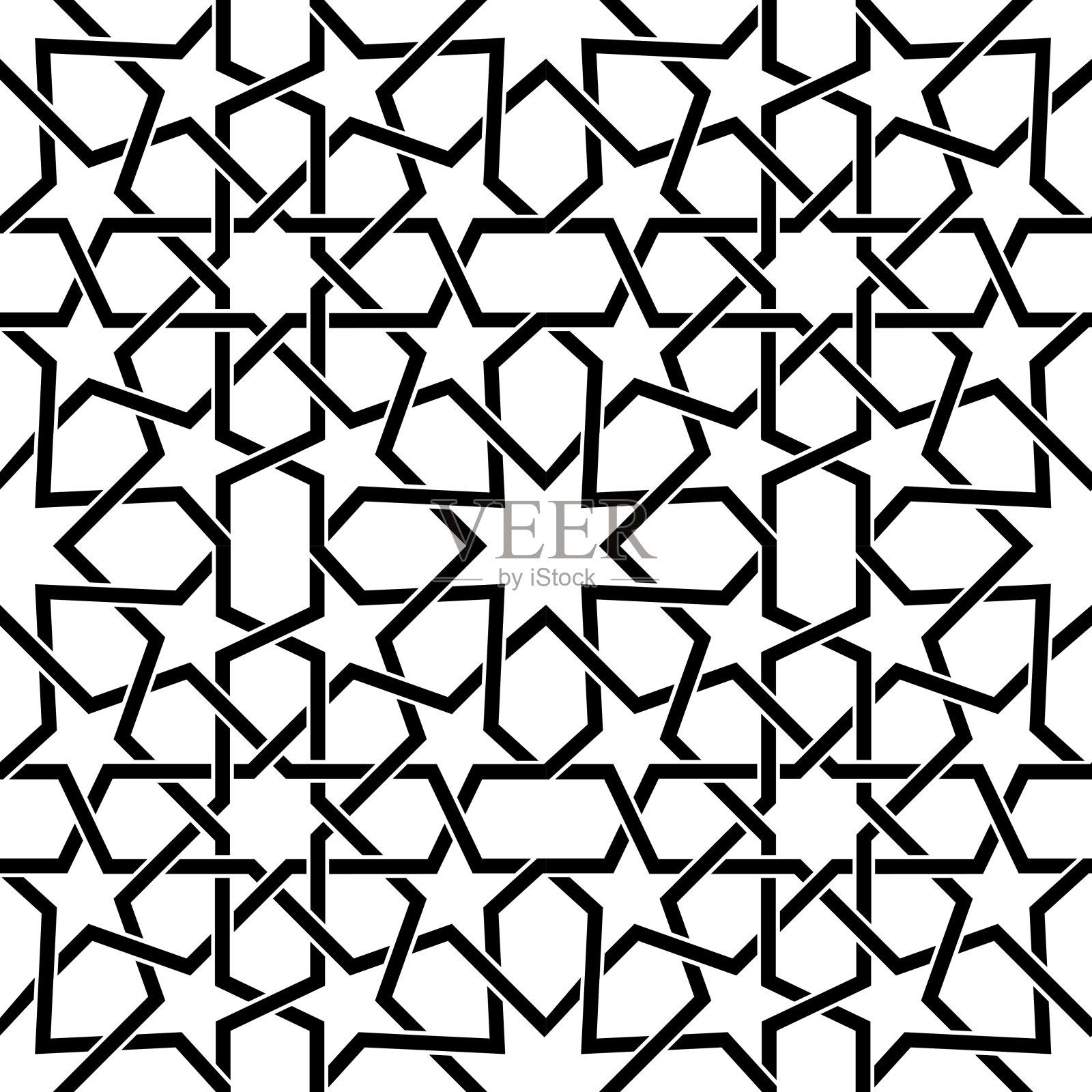 摩洛哥矢量图案瓷砖，黑色摩尔无缝设计，几何抽象瓷砖插画图片素材