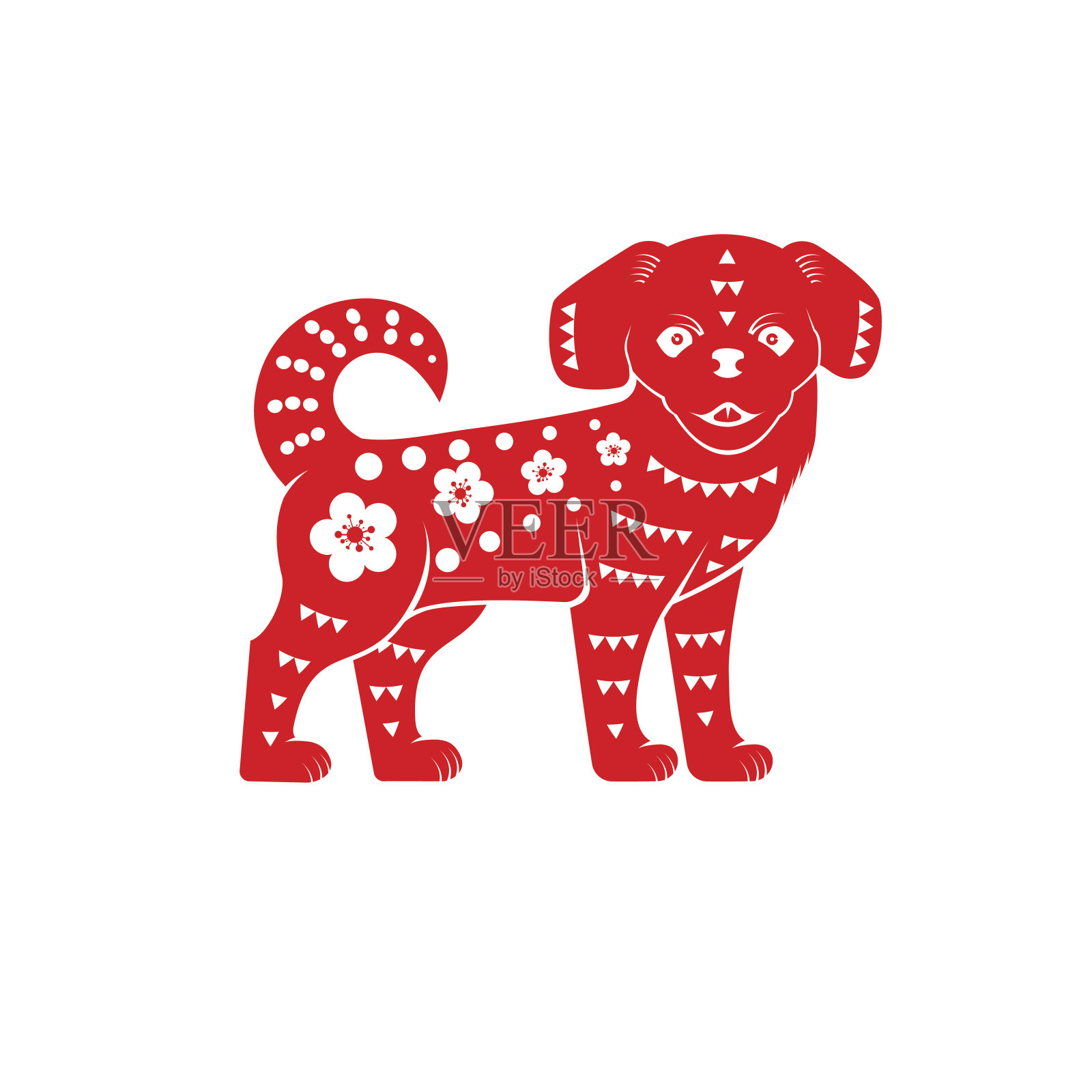 白色背景上的红色中国狗设计元素图片