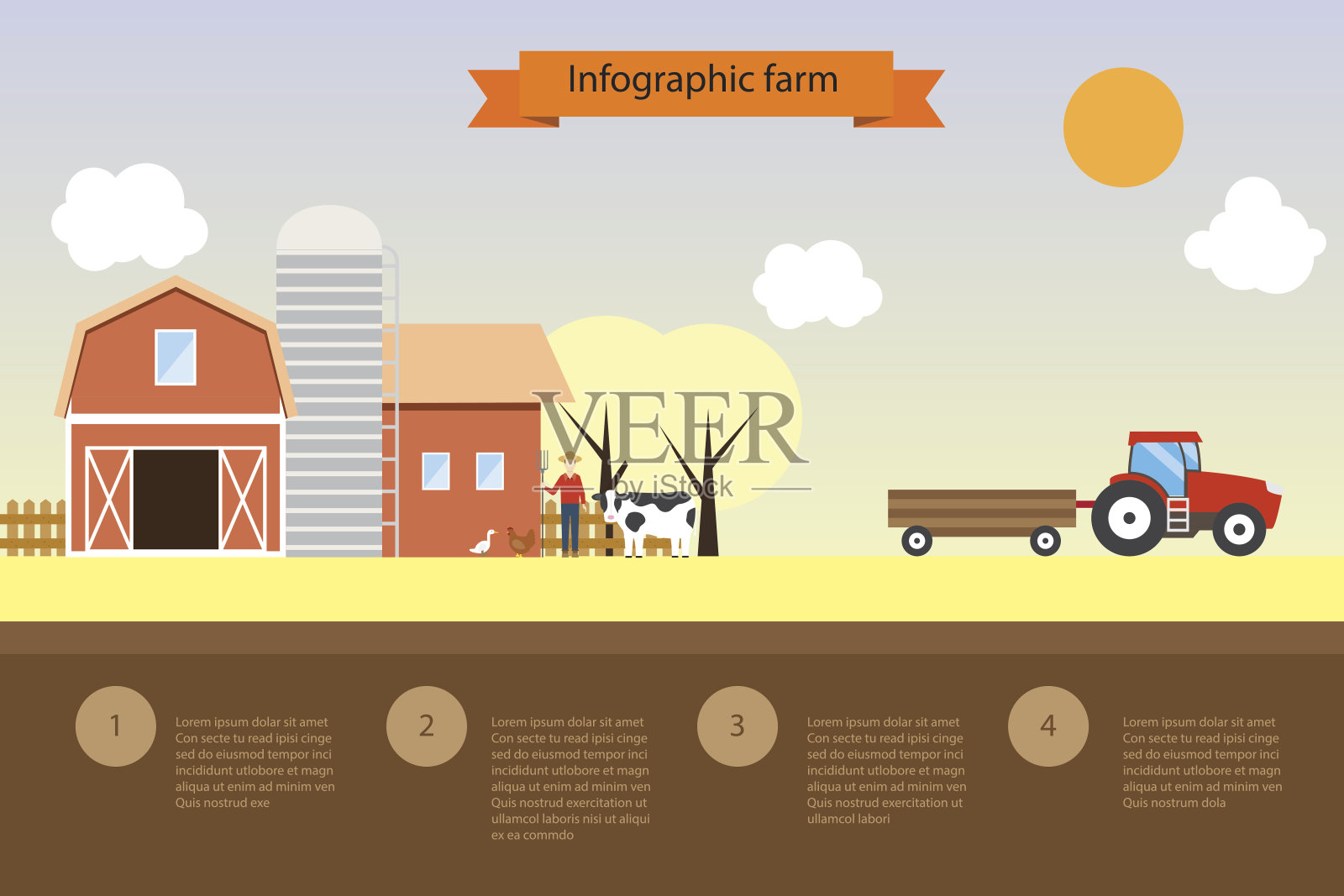 农业和农业，农场信息图表插画图片素材