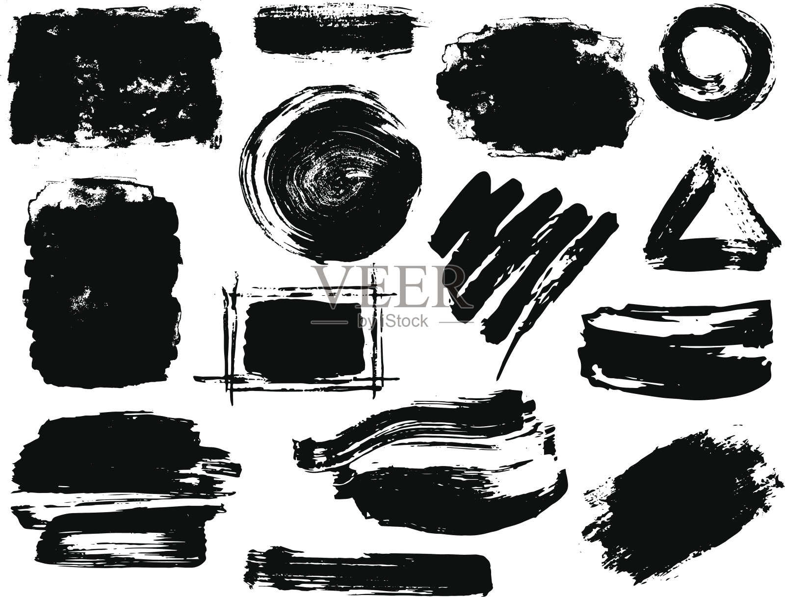 手绘黑色抽象干毛笔画水墨笔触纹理插画图片素材
