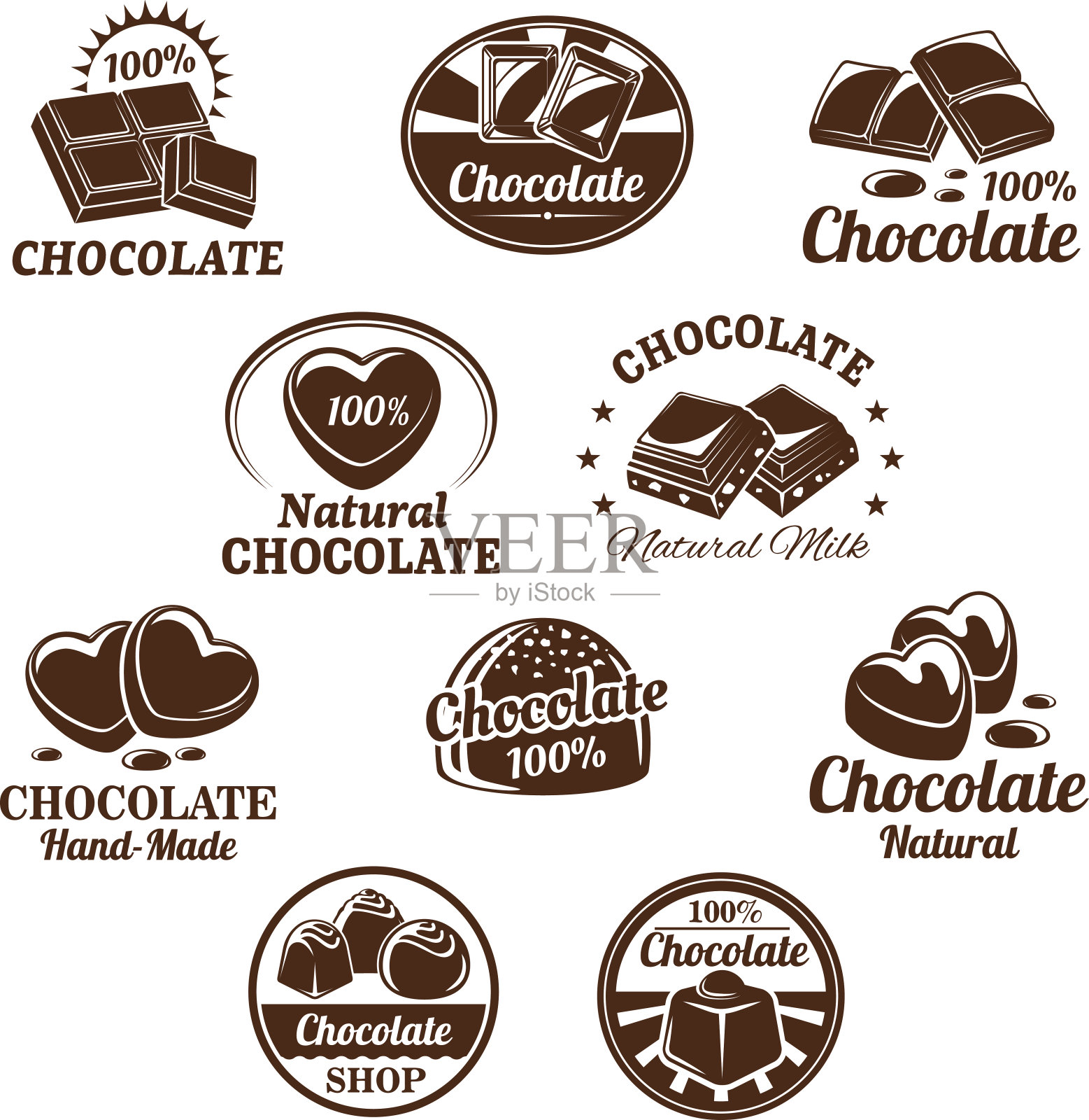 矢量图标设置为巧克力甜点图标素材