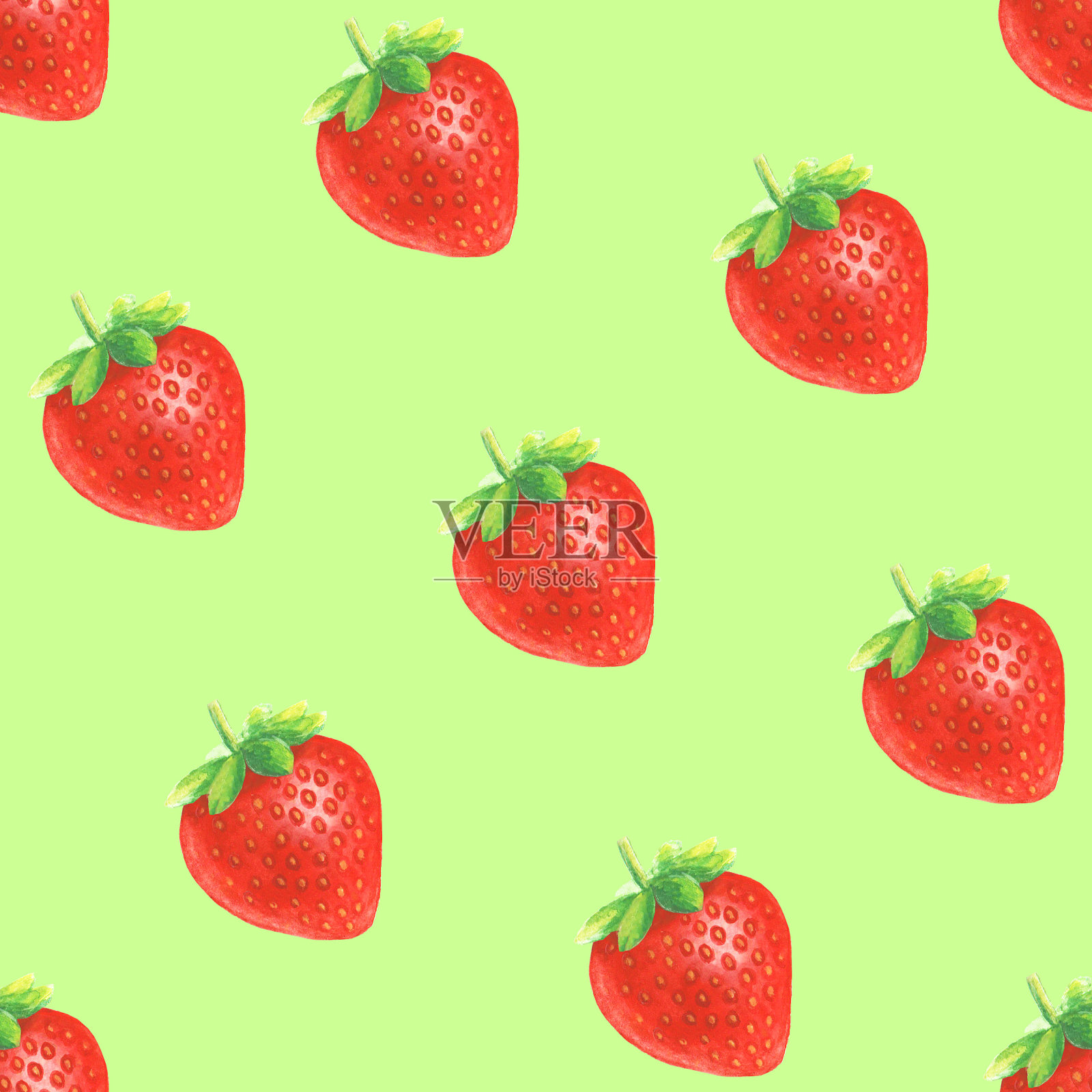 水彩草莓模式插画图片素材