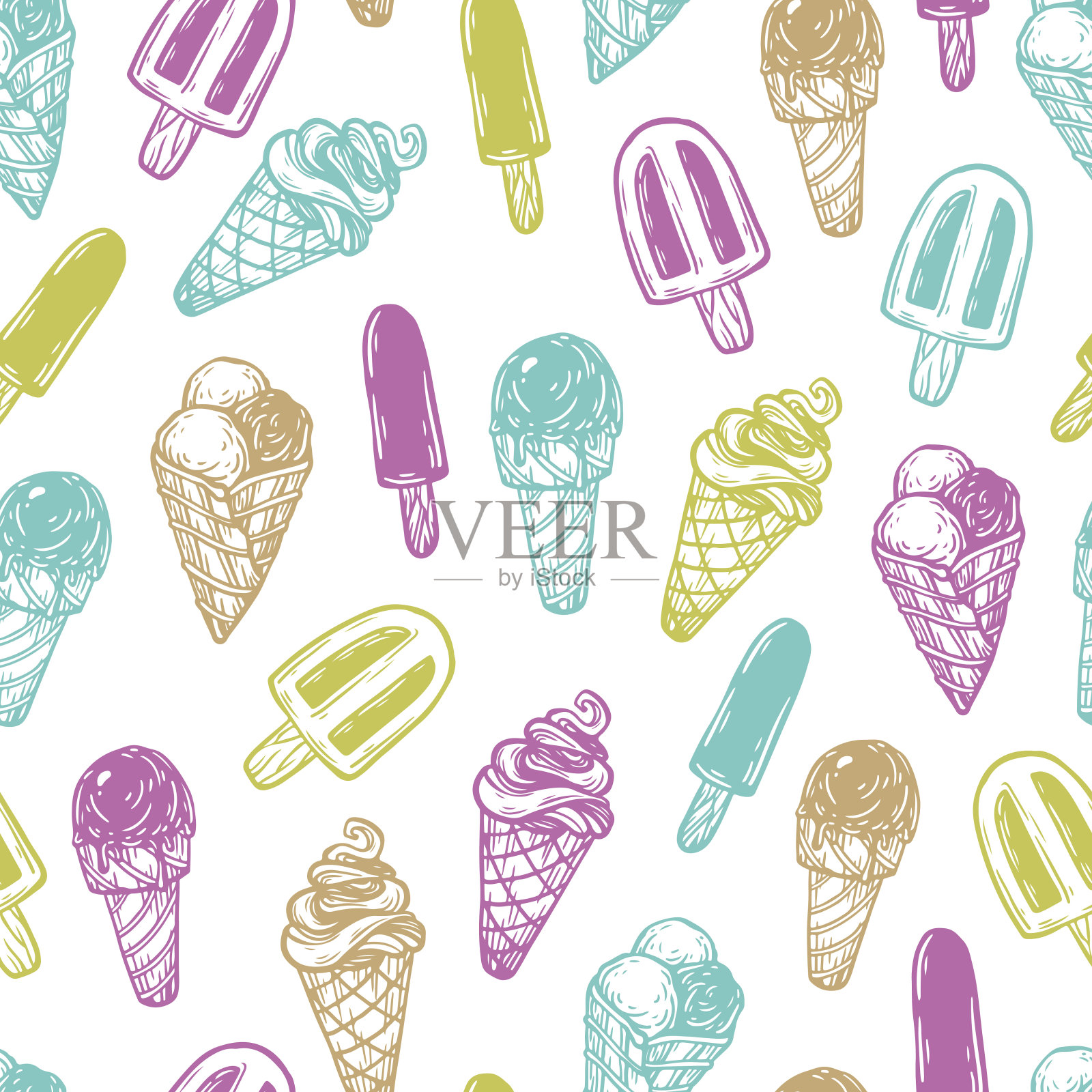 冰淇淋,模式。设计元素图片