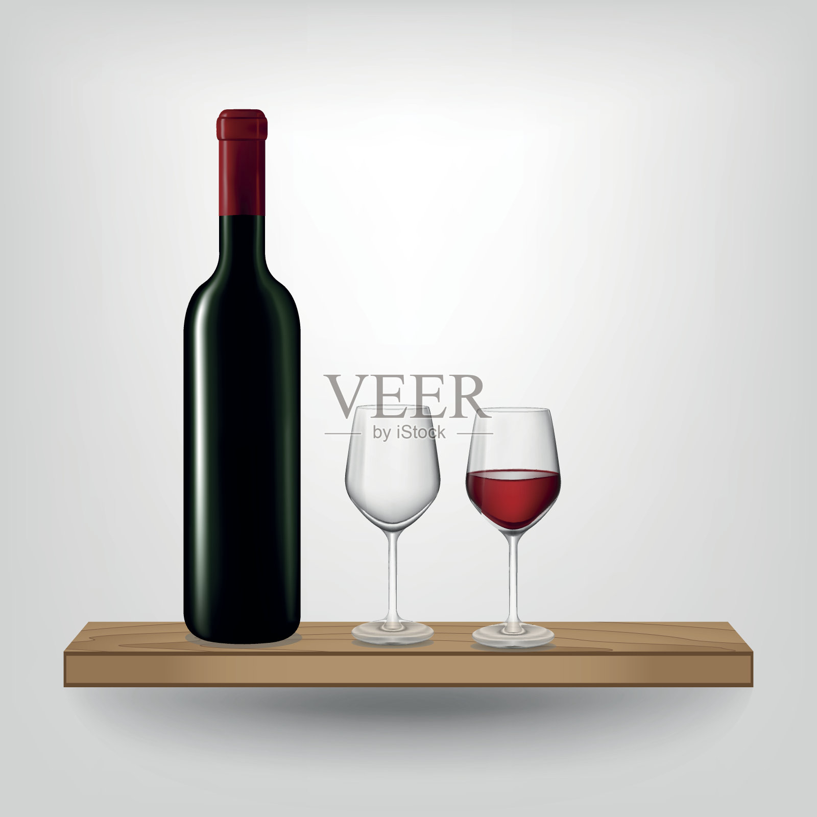 木架上的红酒瓶子和玻璃杯设计元素图片